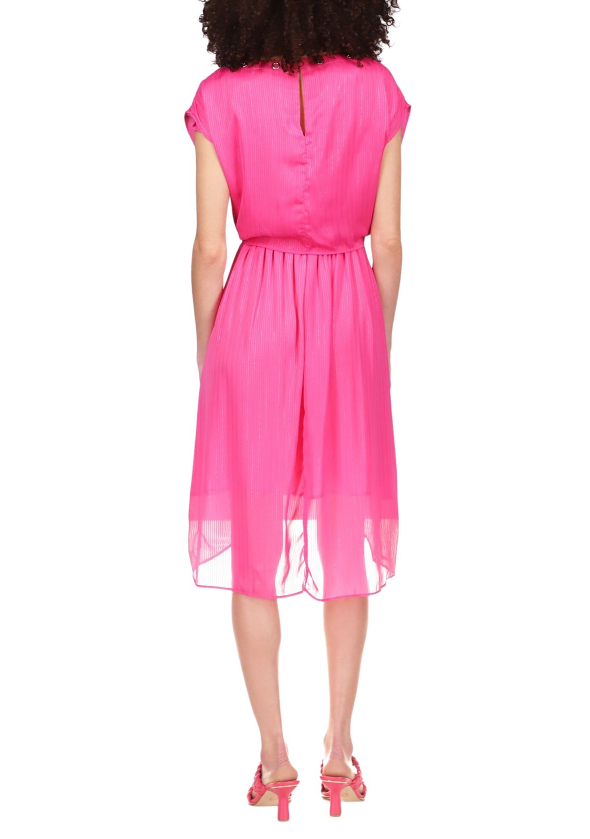 Womens Capsule Tie Front Ruffled High Low Satin Dress 