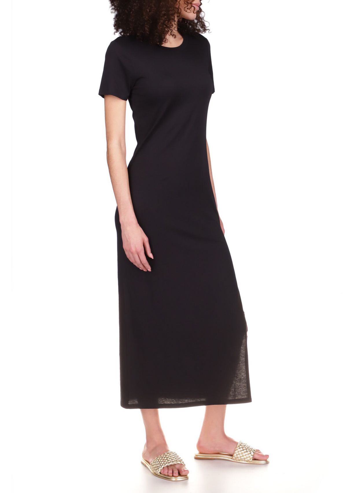 Womens Short Sleeve Grommet Midi T-Shirt Dress 