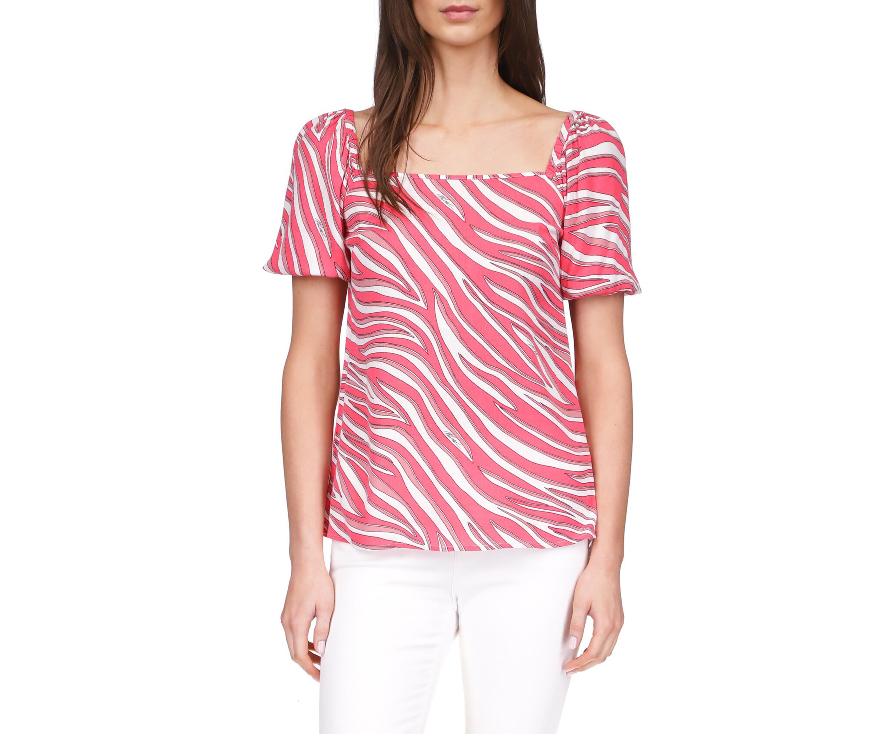 Womens Zebra Square Neck Top