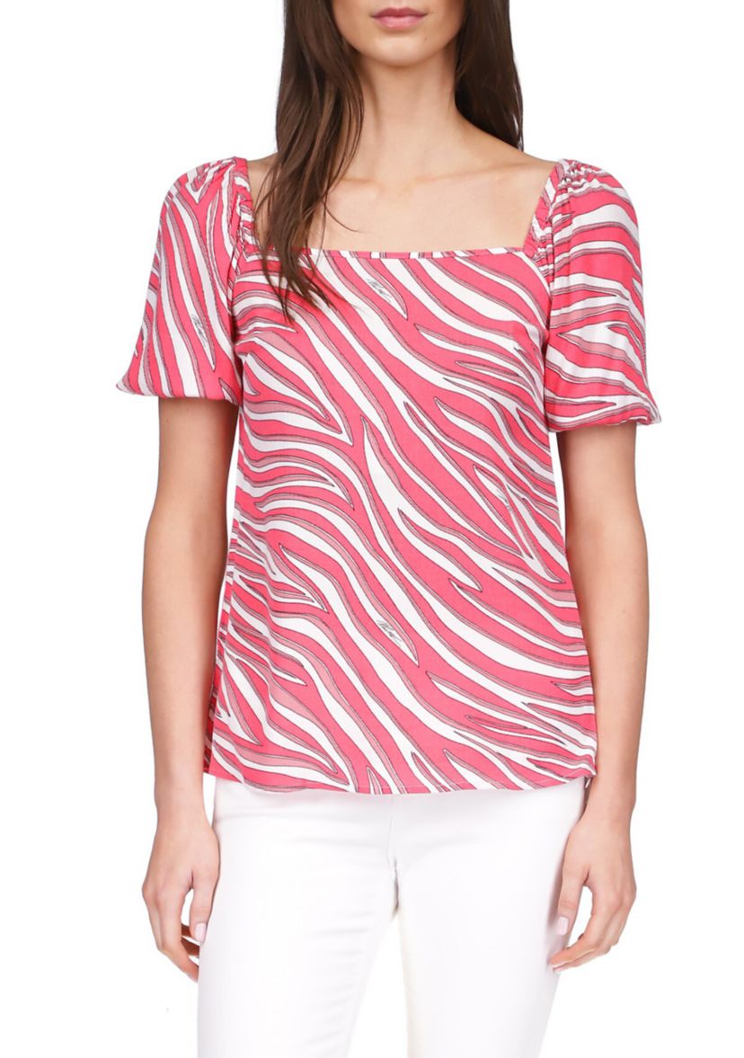 Womens Zebra Square Neck Top