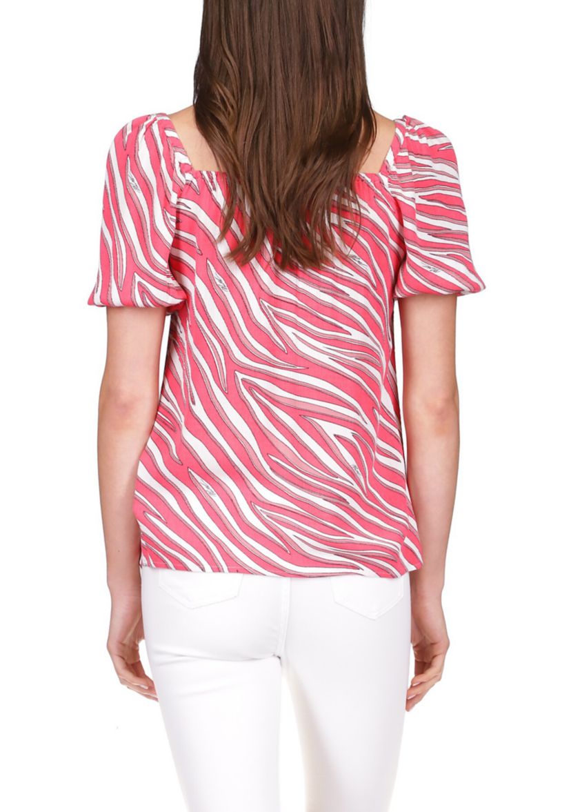 Womens Zebra Square Neck Top