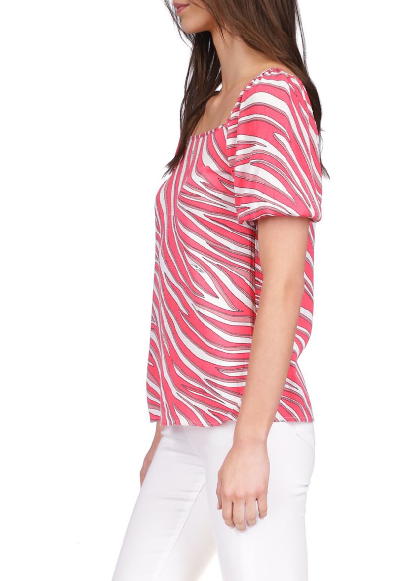 Womens Zebra Square Neck Top