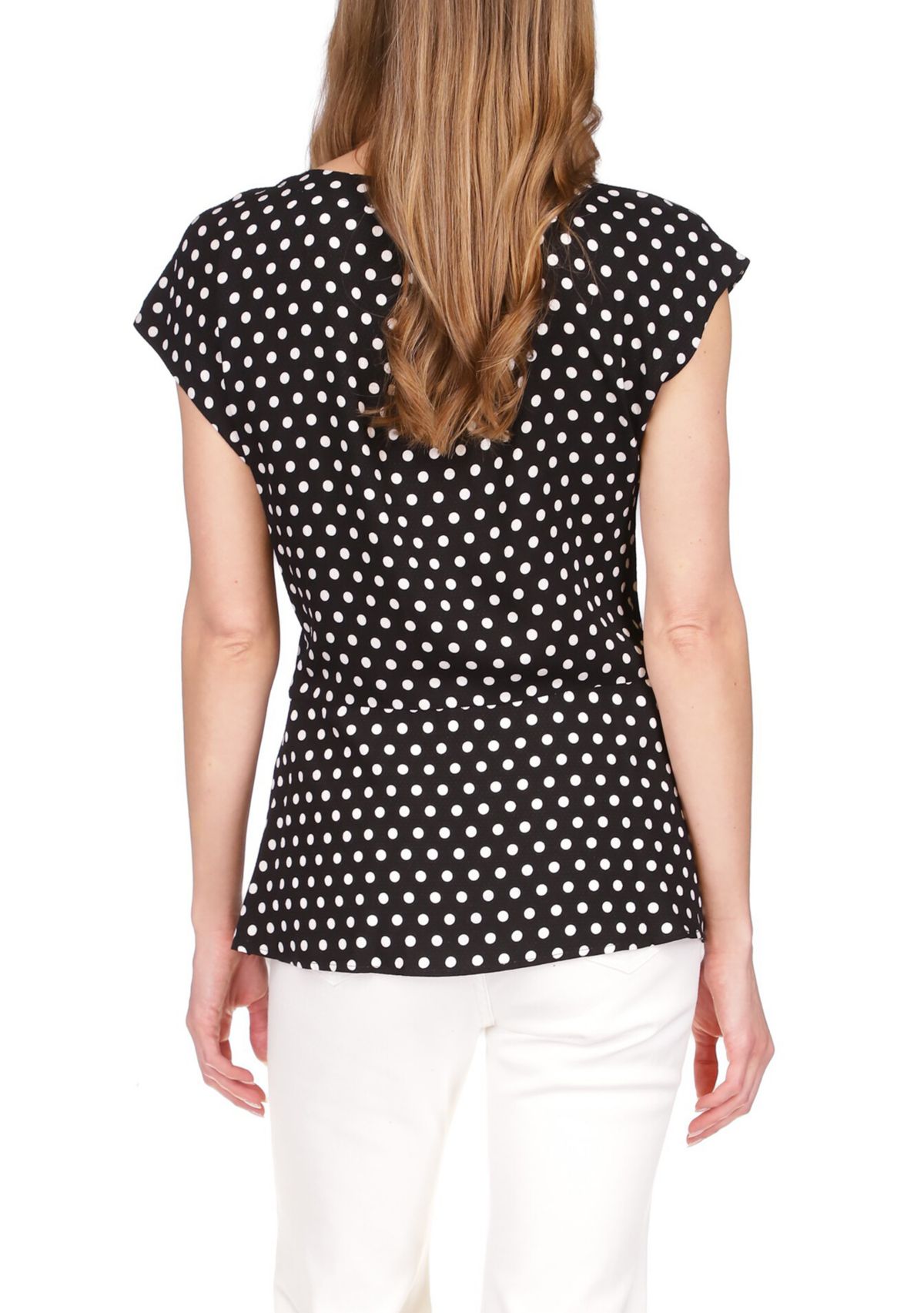 Womens Polka Dot Short Sleeve Wrap Top