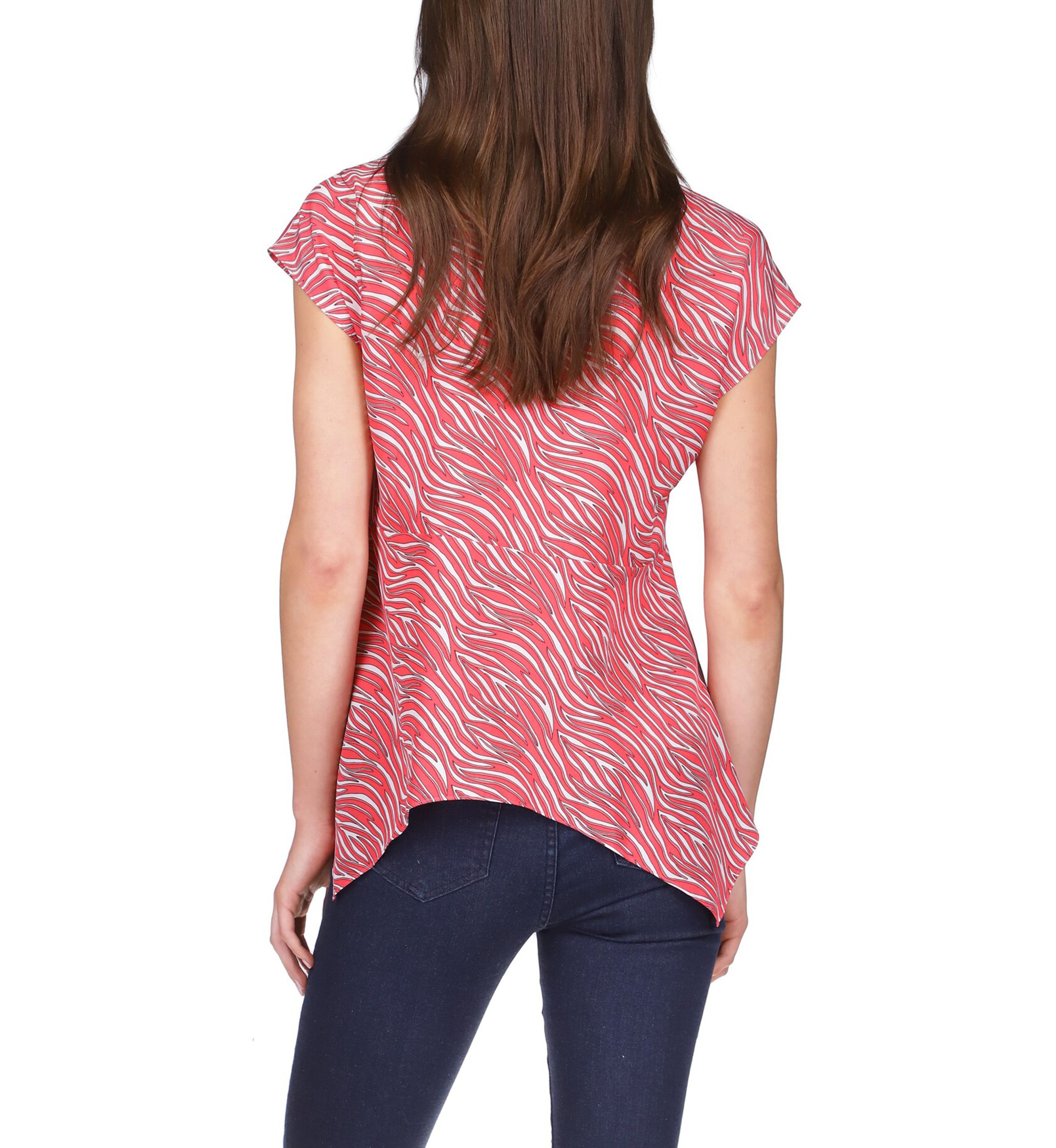 Womens Zebra Handkerchief Hem Chain Top