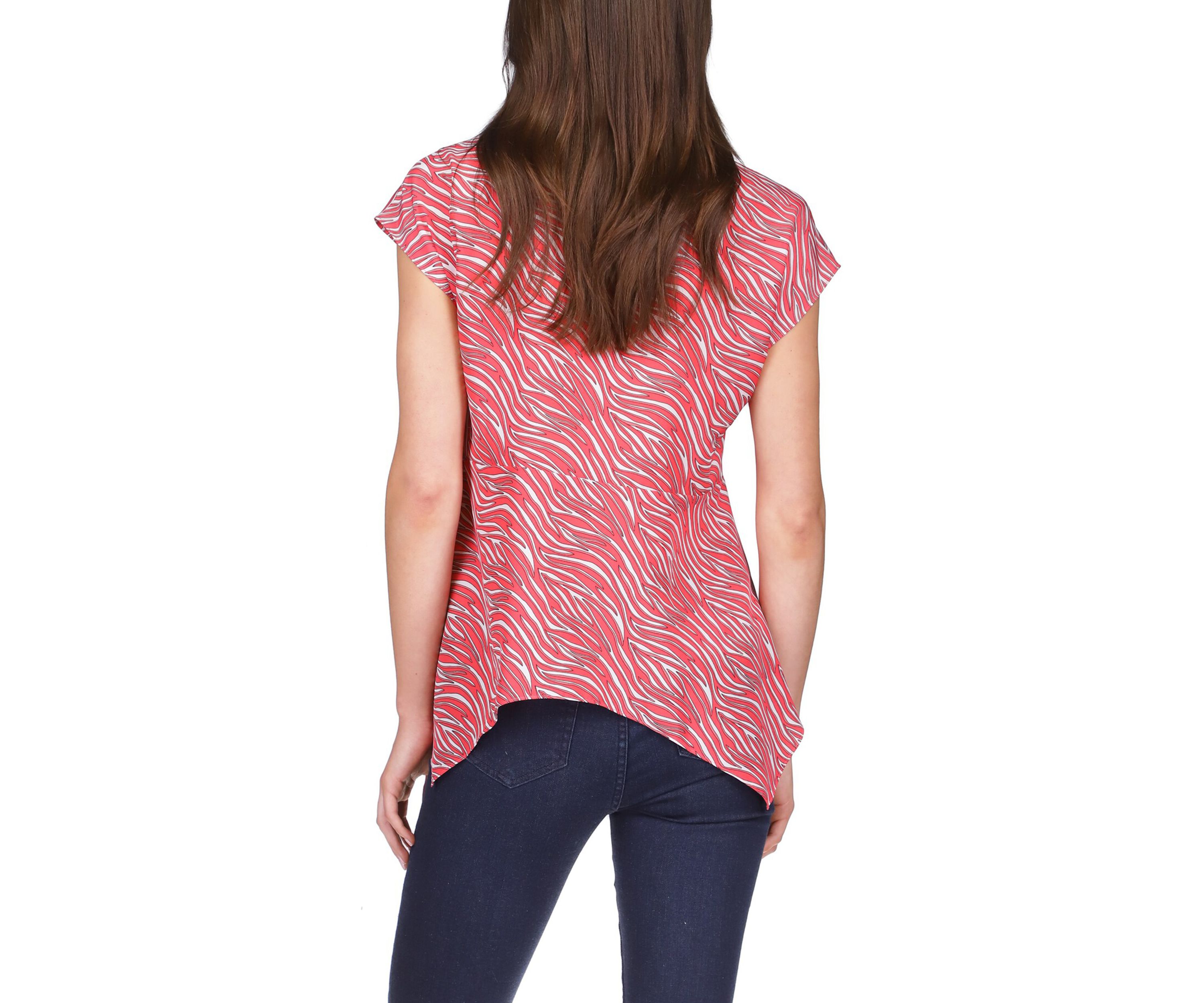 Womens Zebra Handkerchief Hem Chain Top