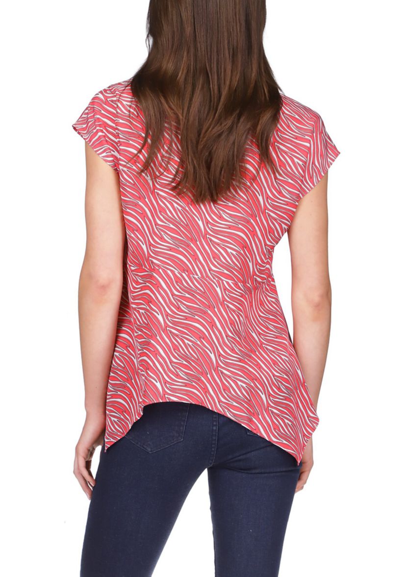Womens Zebra Handkerchief Hem Chain Top