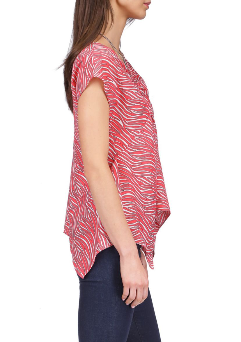 Womens Zebra Handkerchief Hem Chain Top