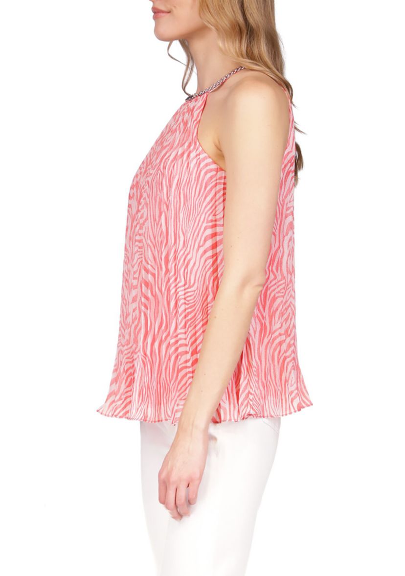 Womens Zebra Pleated Chain Top