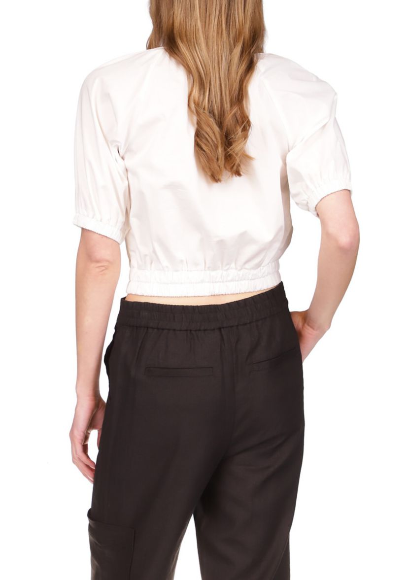 Womens Poplin Crop Blouson Top