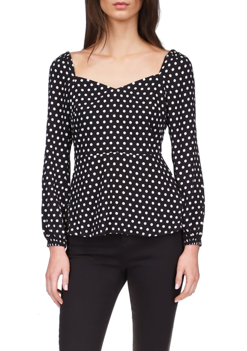 Womens Pop Dot Cutout Top
