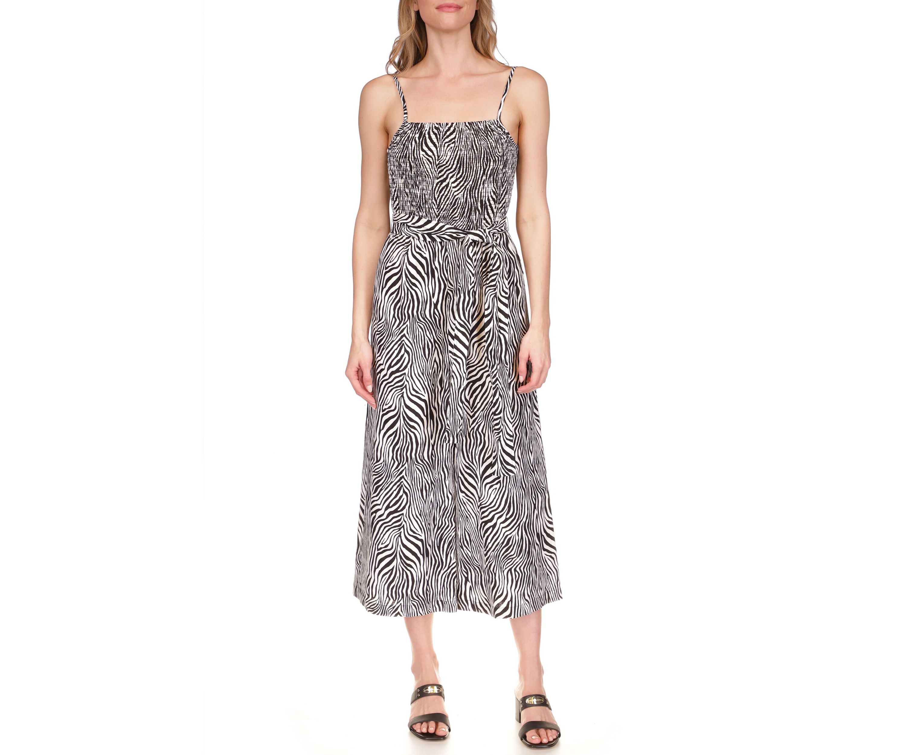 Womens Zebra Smock Jumpsuit