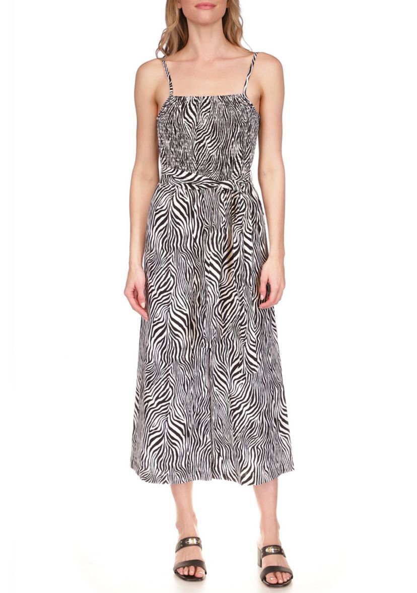 Womens Zebra Smock Jumpsuit