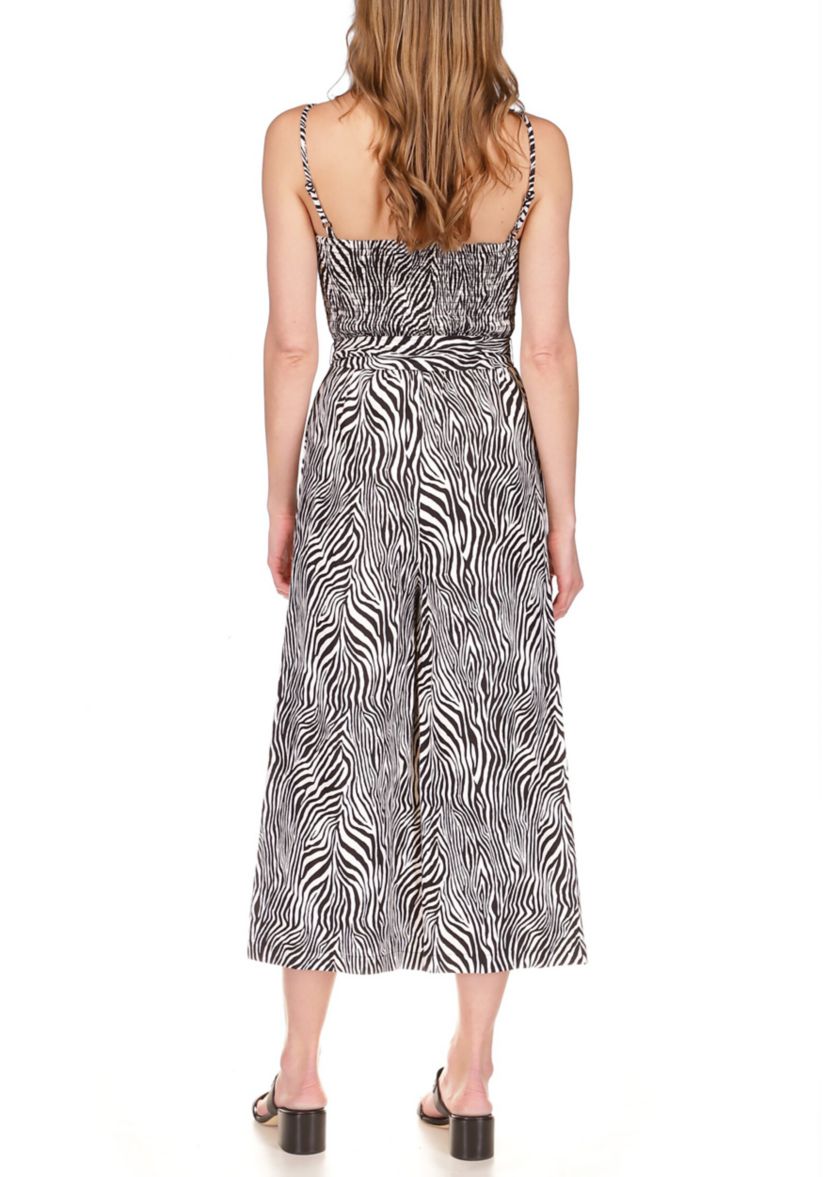 Womens Zebra Smock Jumpsuit