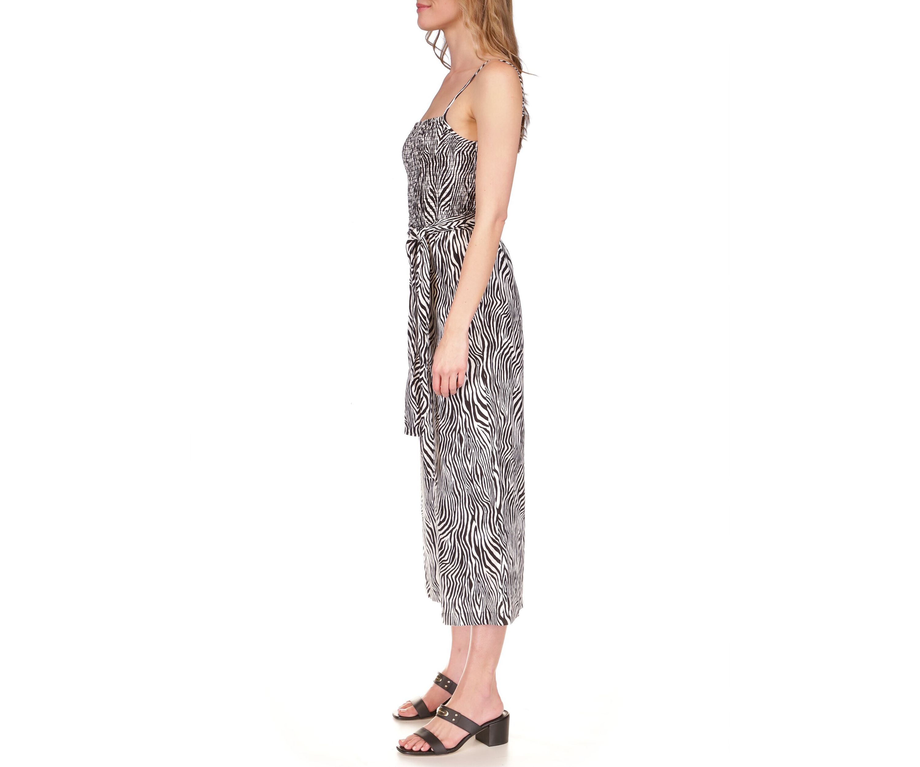 Womens Zebra Smock Jumpsuit