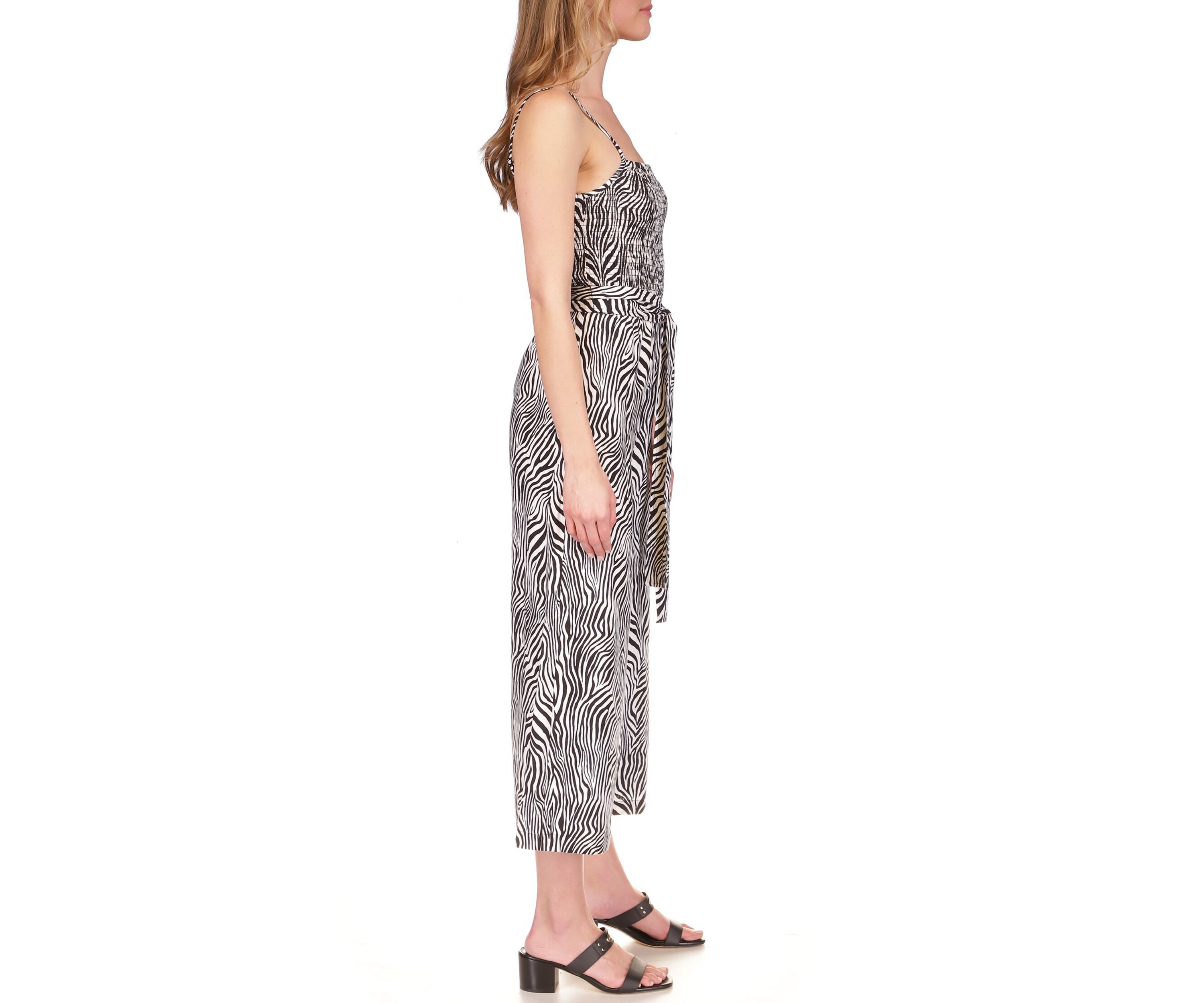 Womens Zebra Smock Jumpsuit