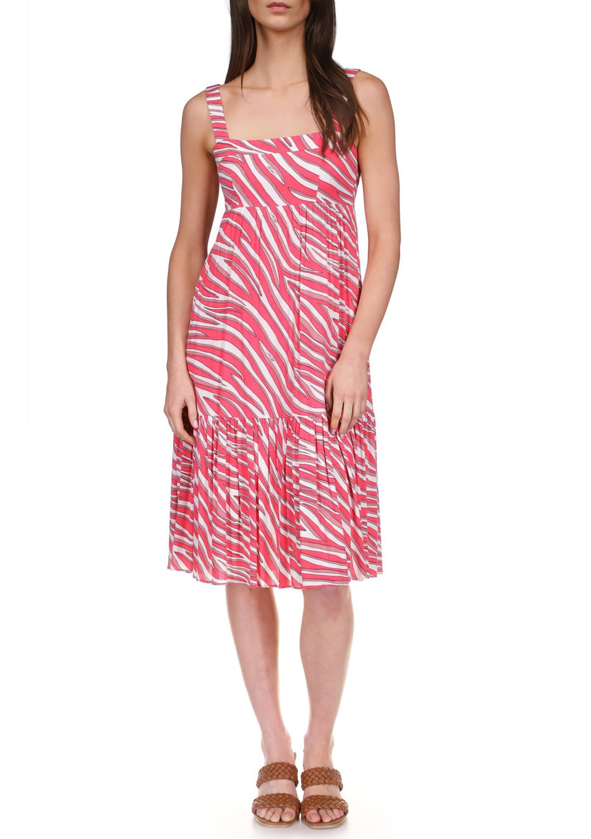 Womens Long Soft Zebra Midi Dress
