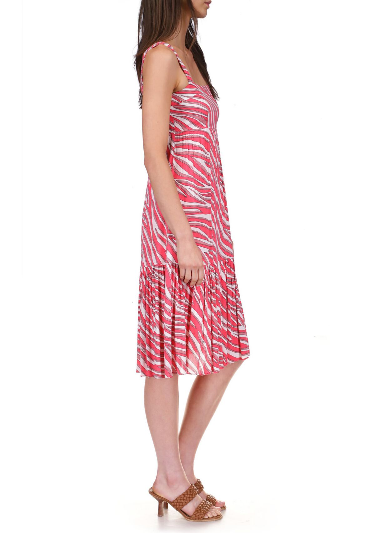Womens Long Soft Zebra Midi Dress