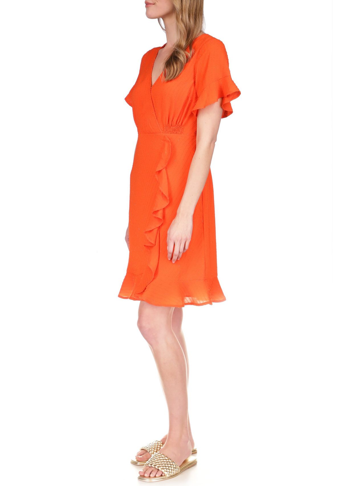 Womens Faux Wrap Mini Dress