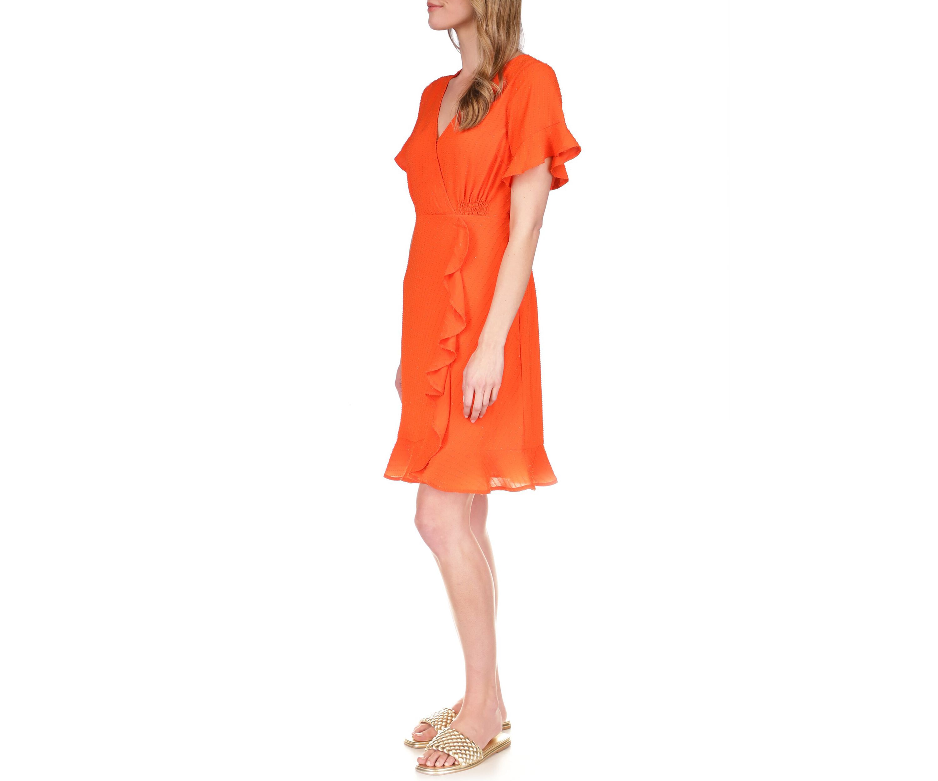 Womens Faux Wrap Mini Dress
