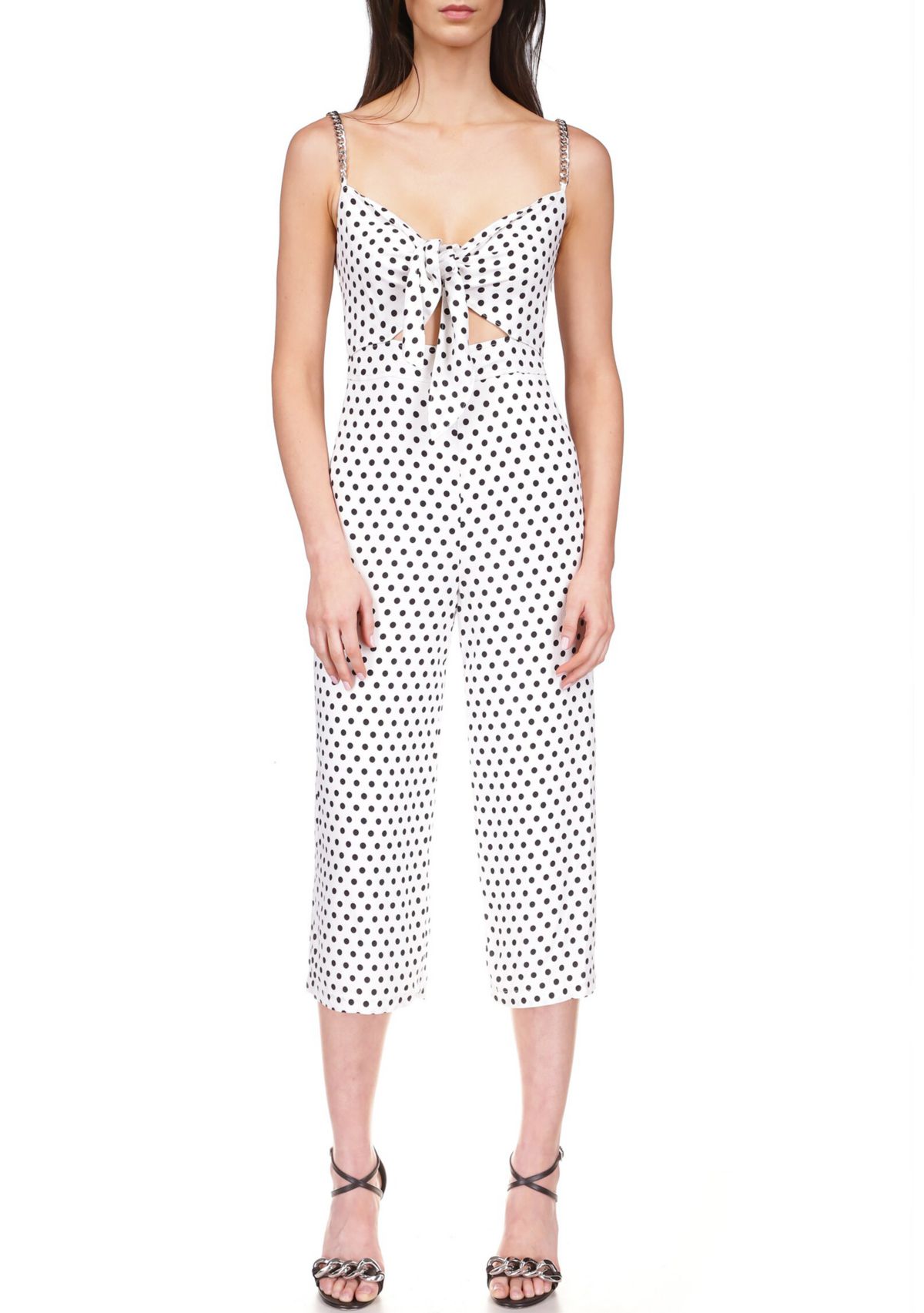 Womens Classic Dot Tie Jumpsuit
