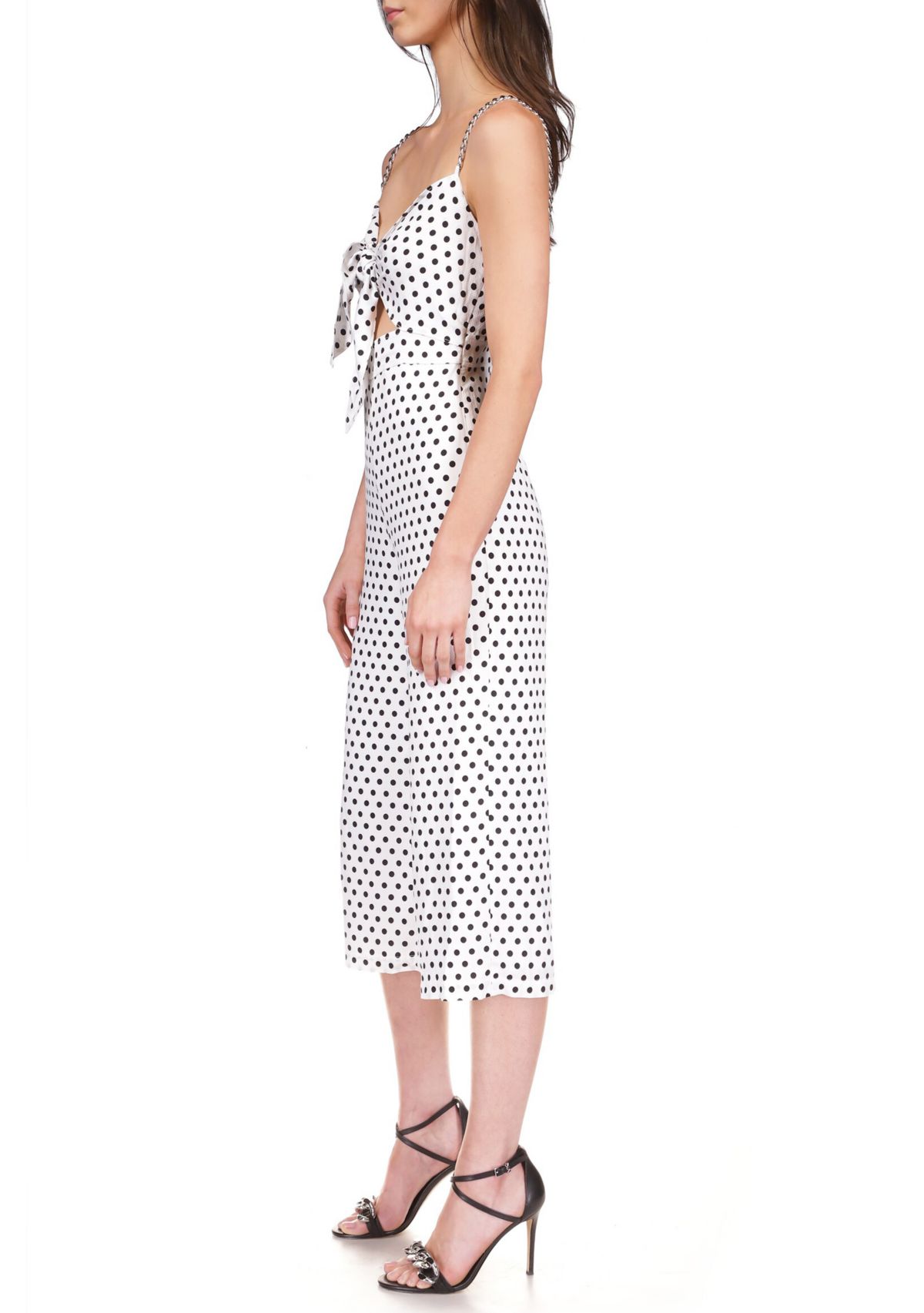 Womens Classic Dot Tie Jumpsuit