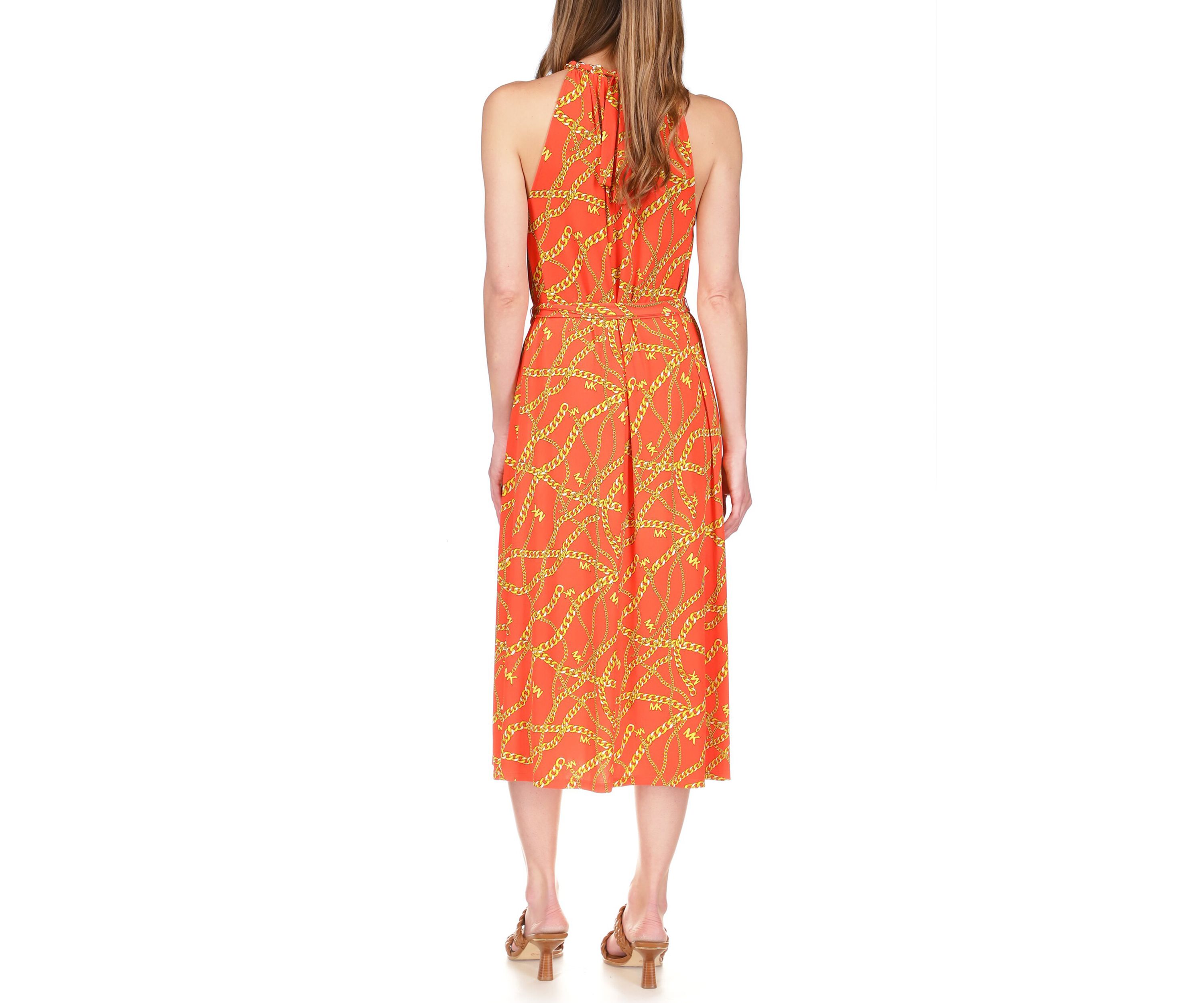 Womens Chain Halter Neck Midi Dress