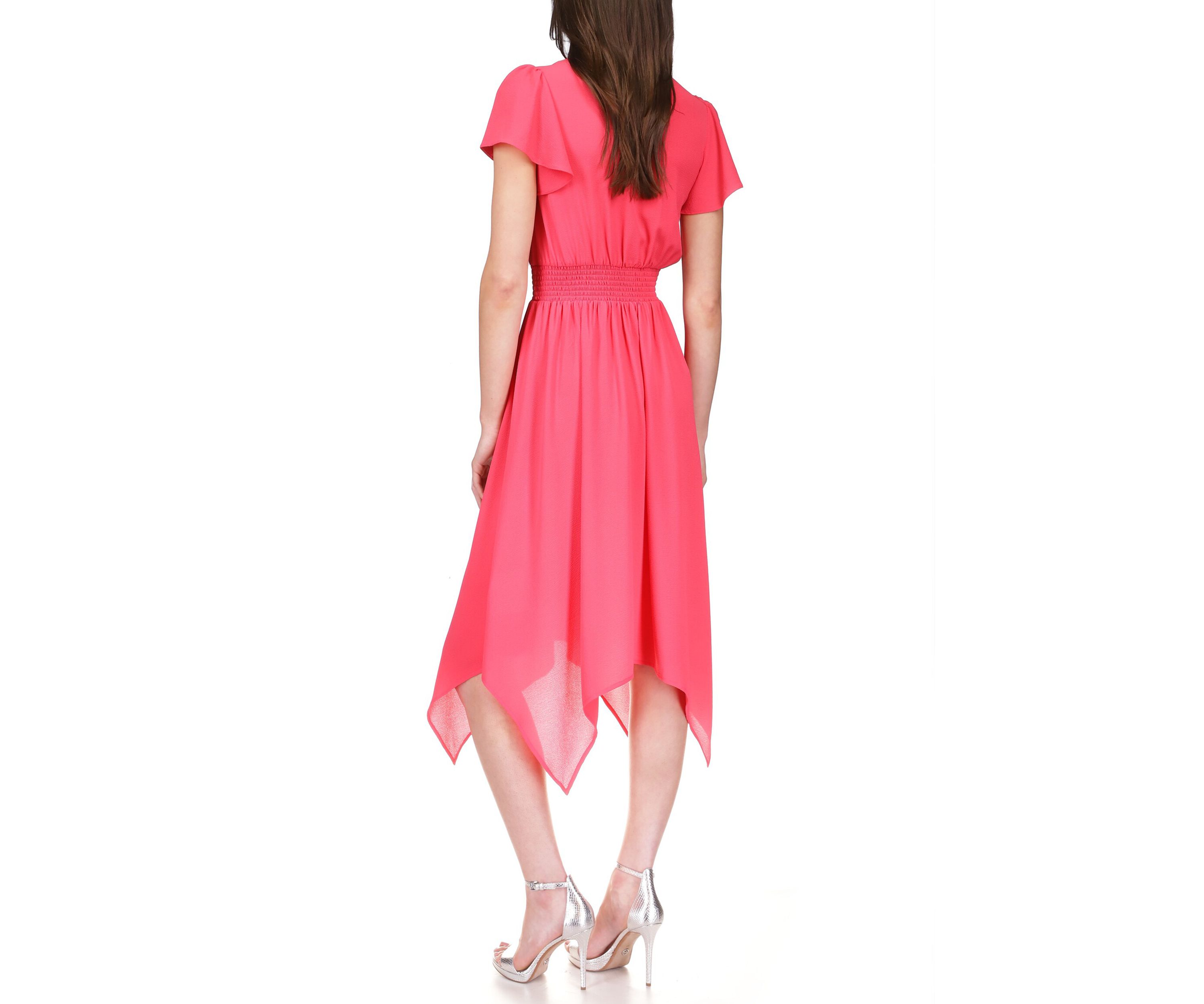 Womens Solid Handkerchief Hem Dress