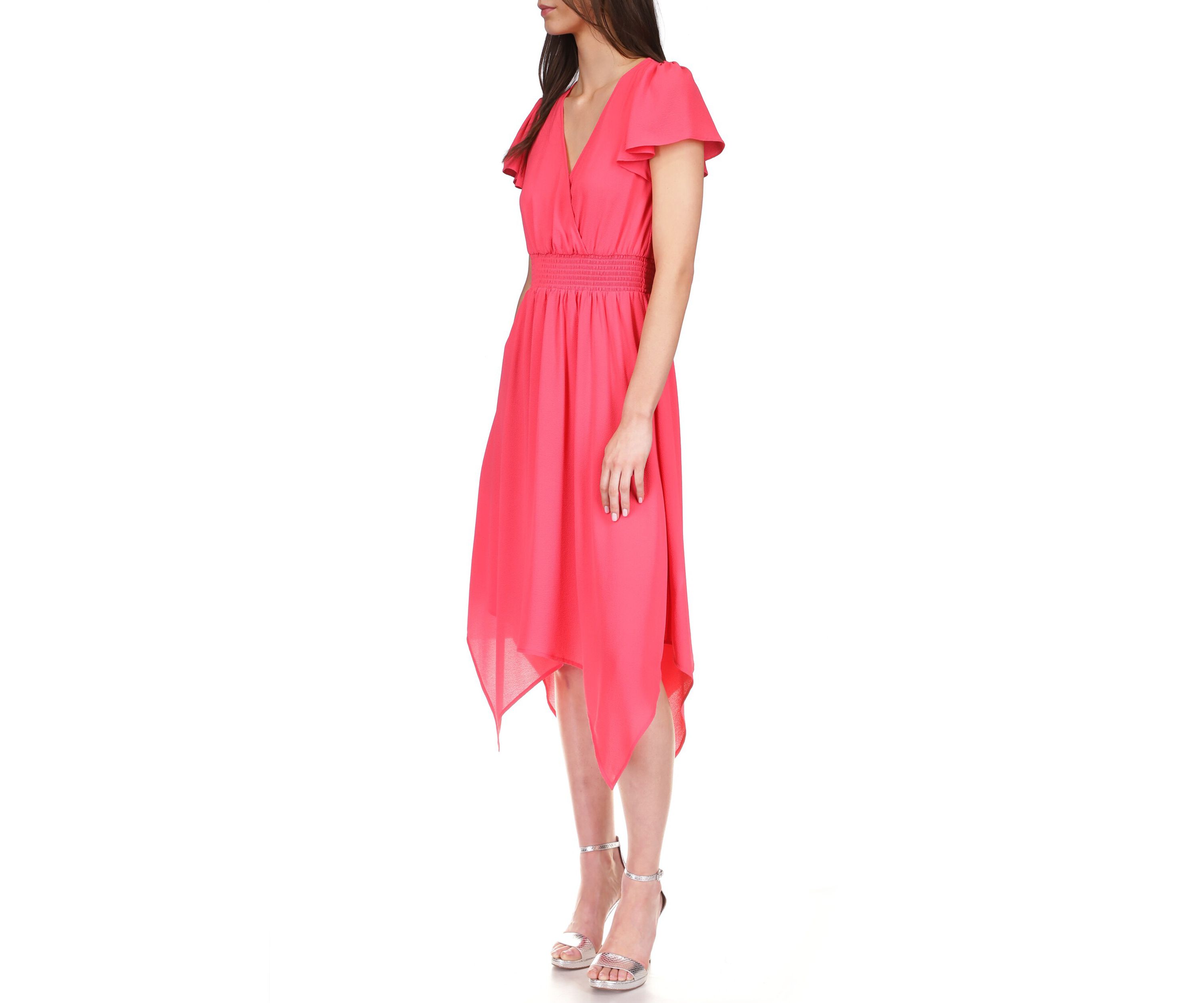 Womens Solid Handkerchief Hem Dress