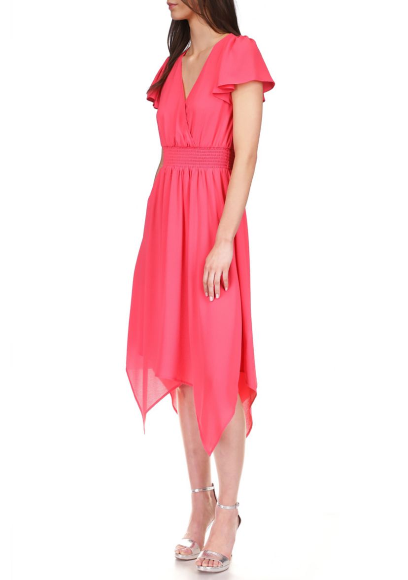 Womens Solid Handkerchief Hem Dress