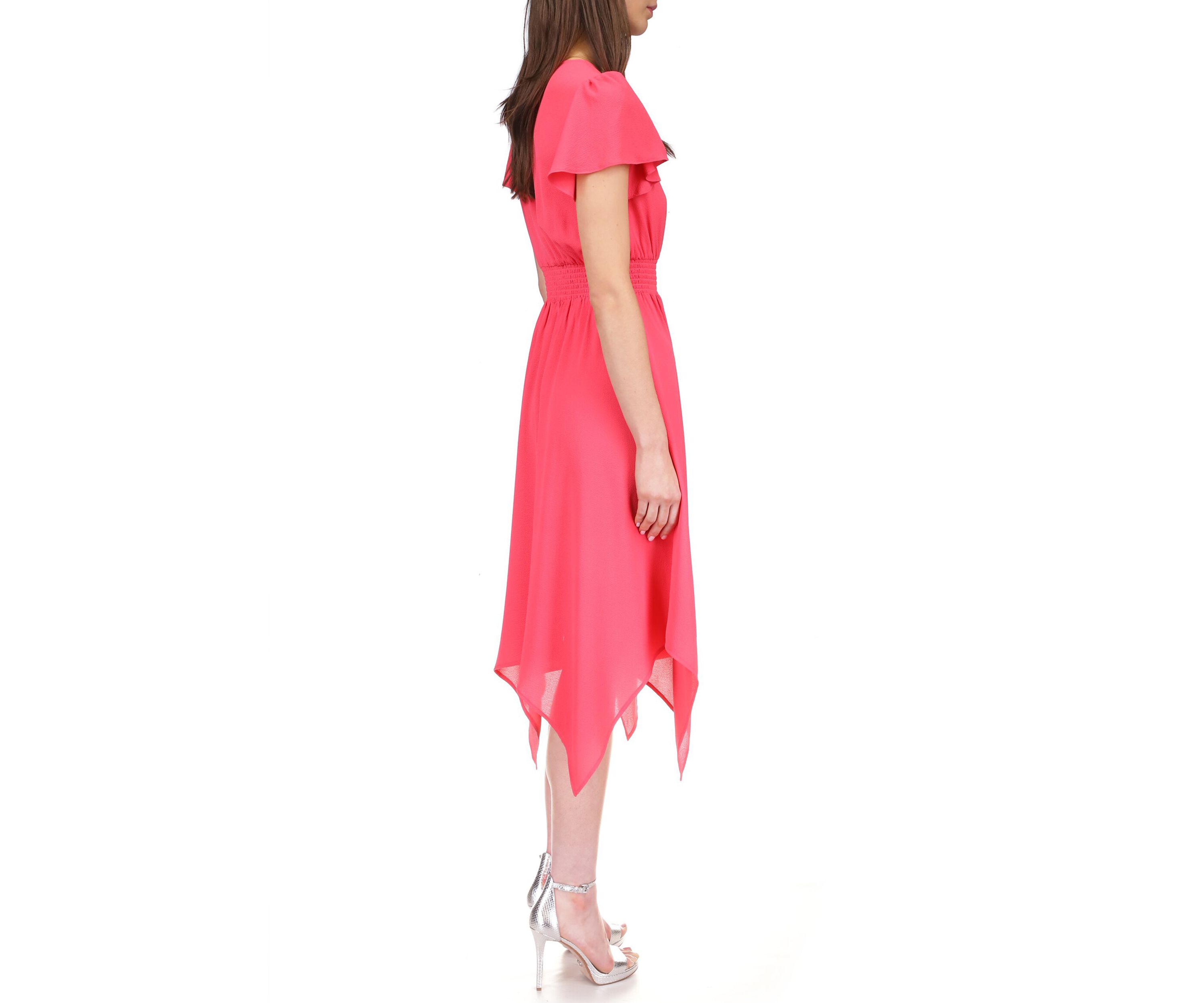 Womens Solid Handkerchief Hem Dress