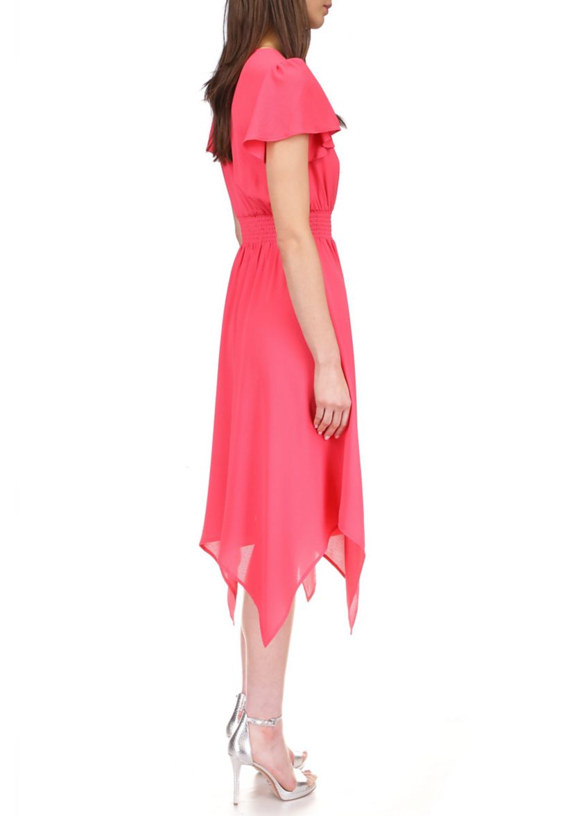 Womens Solid Handkerchief Hem Dress