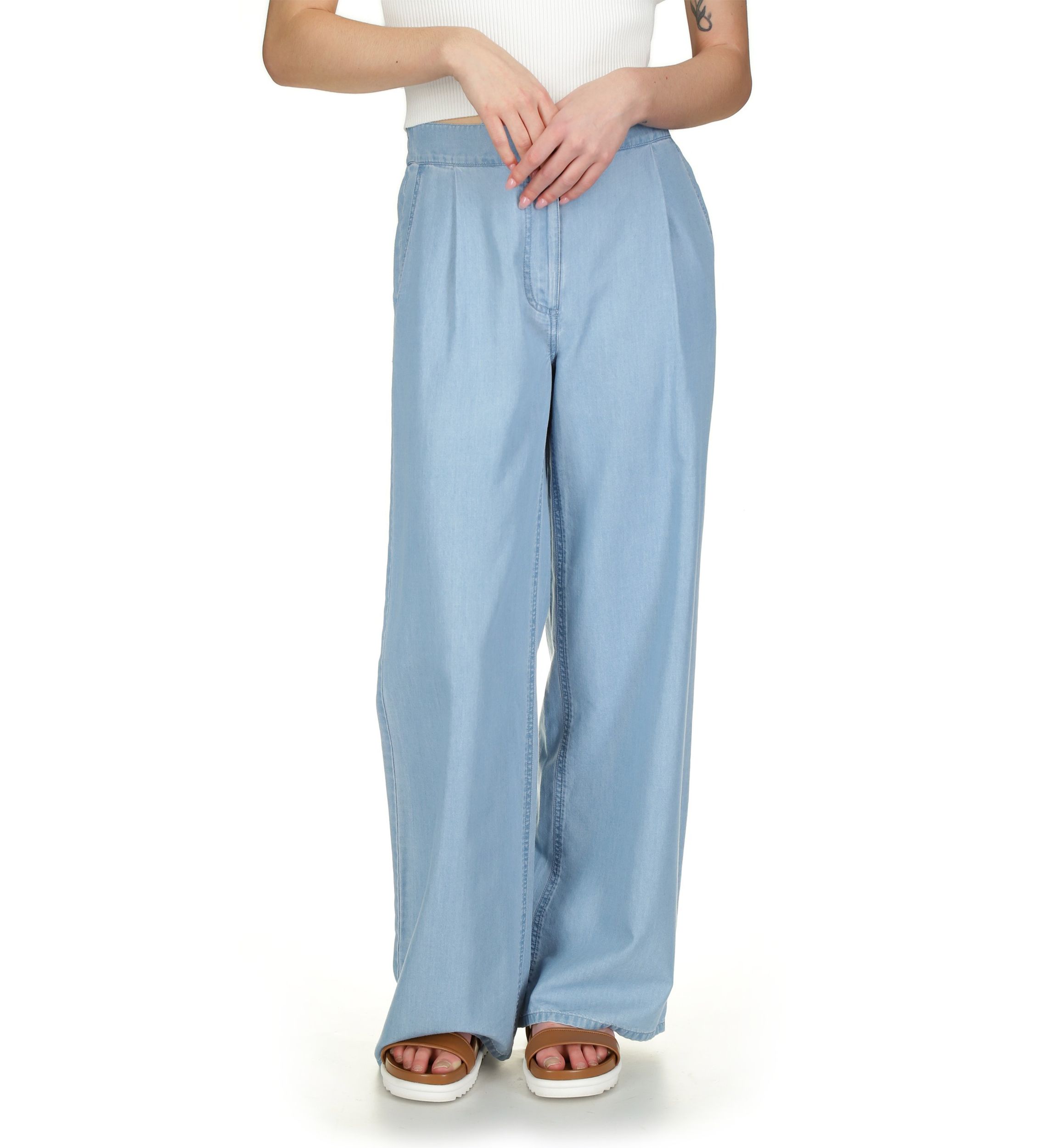 Womens Wide Leg Tencel Pants