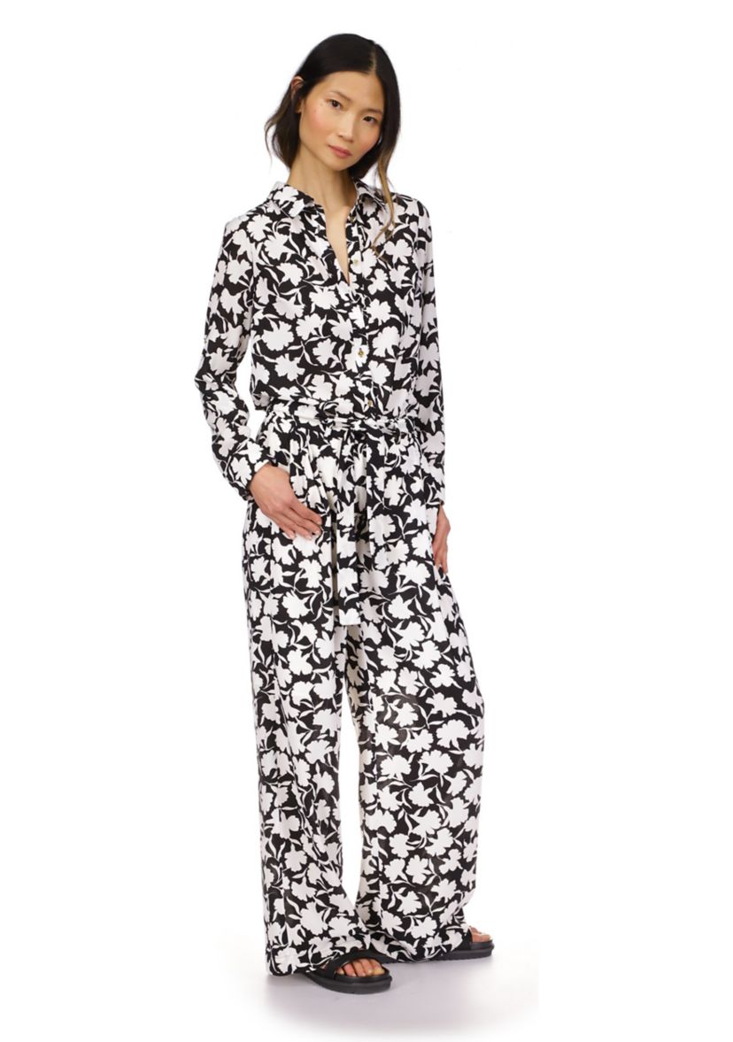 Womens Floral Wide Leg Soft Pants