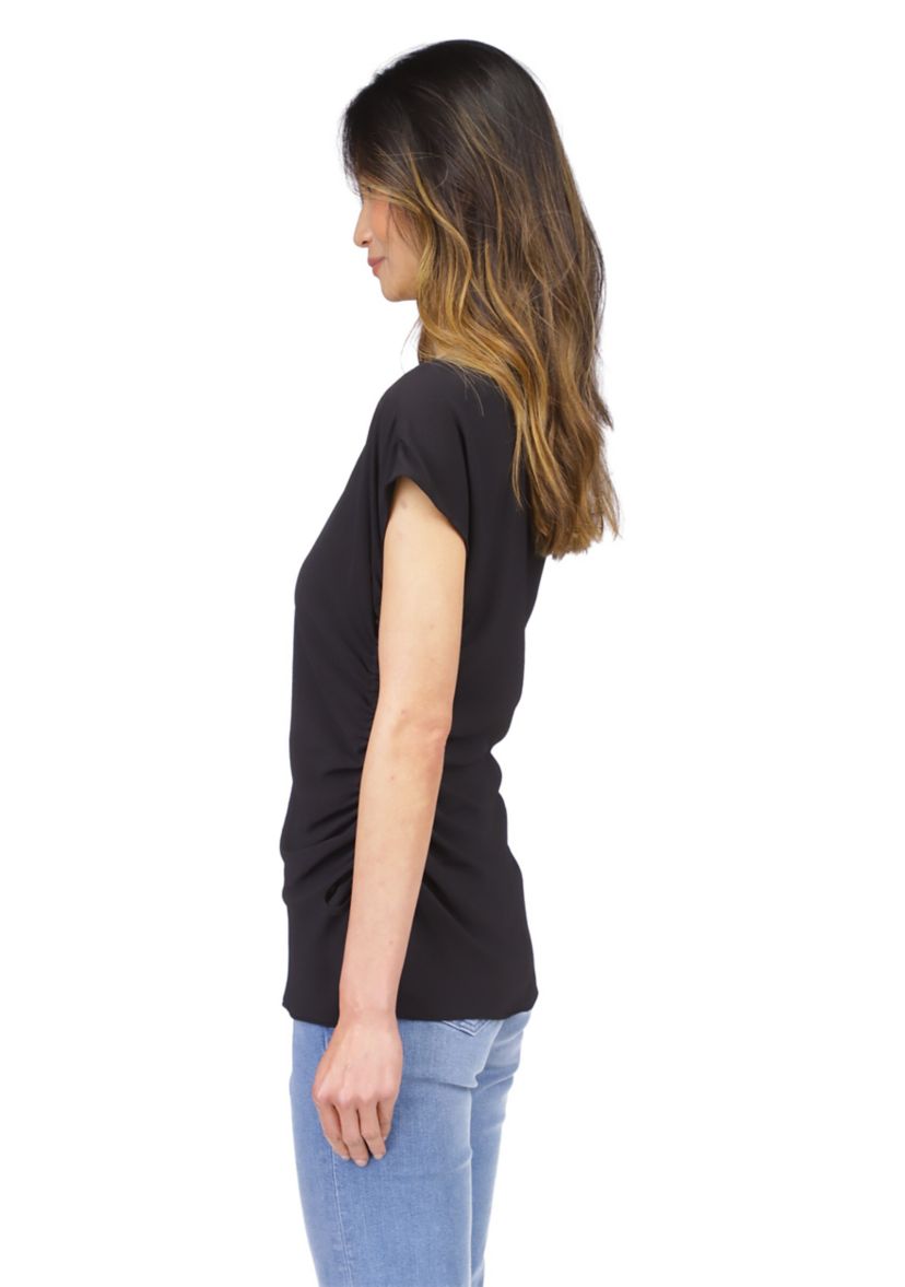Womens Short Sleeve V-Neck Side Ruched Blouse