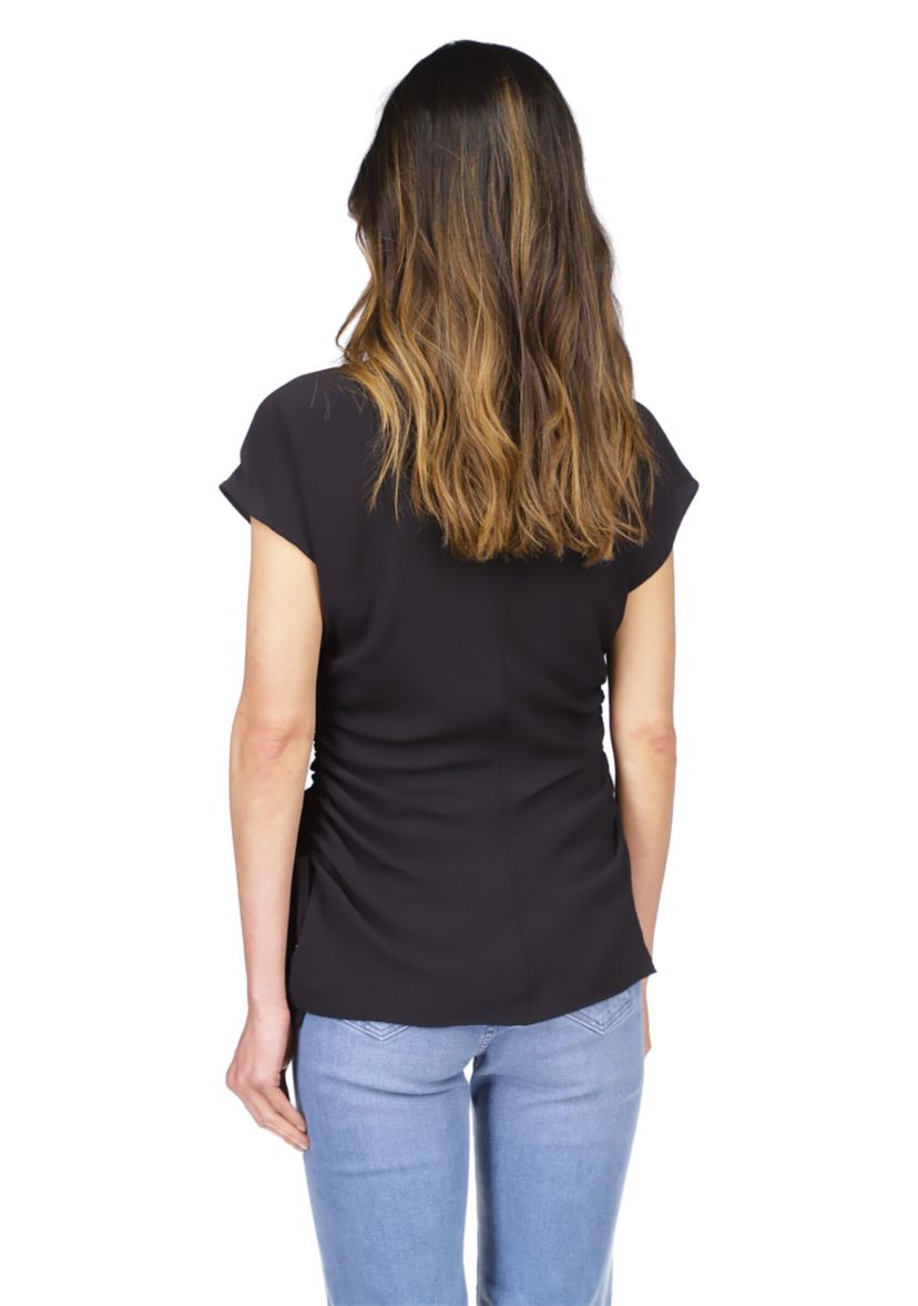 Womens Short Sleeve V-Neck Side Ruched Blouse