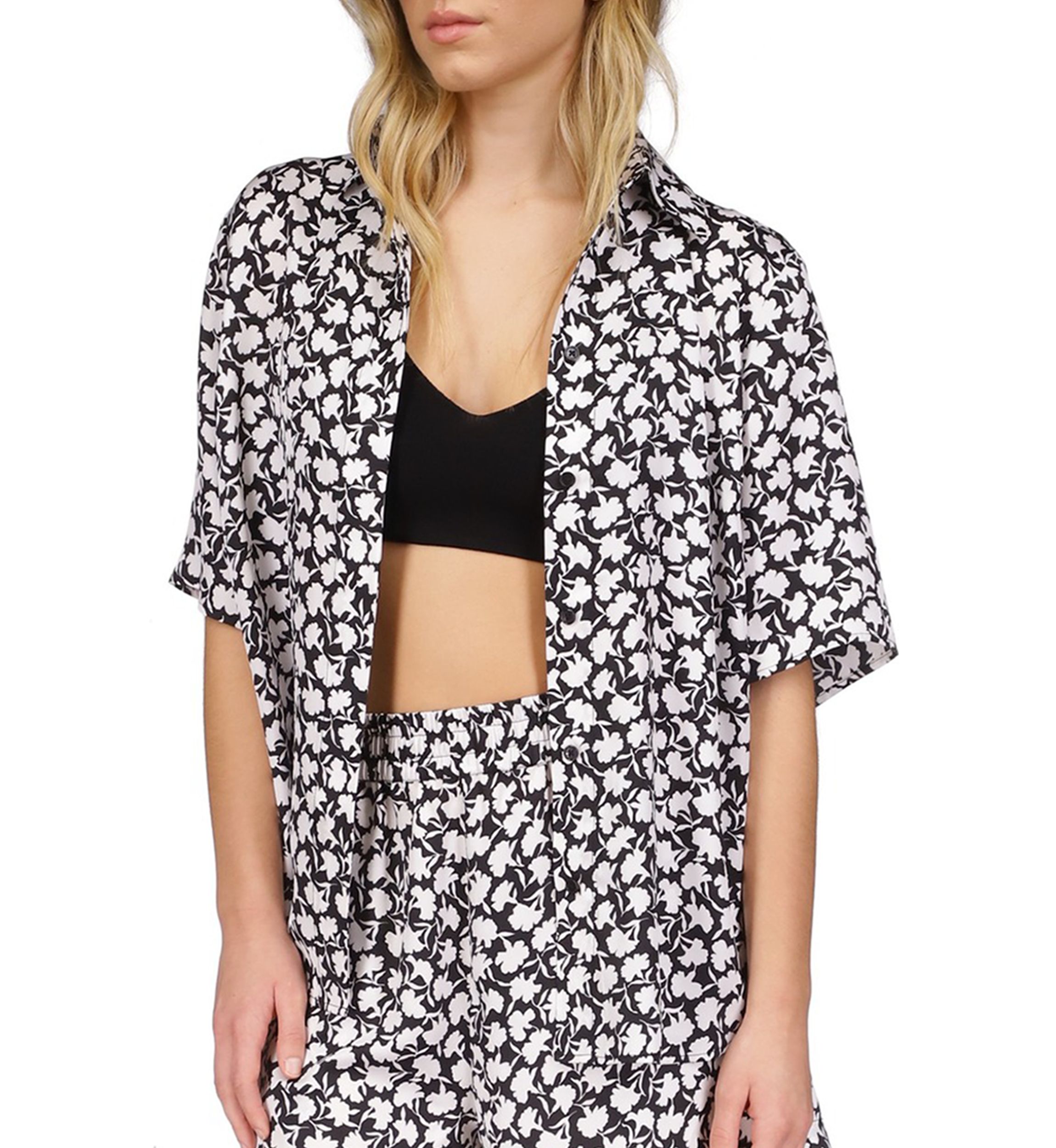 Womens Short Sleeve Button Front Shirt