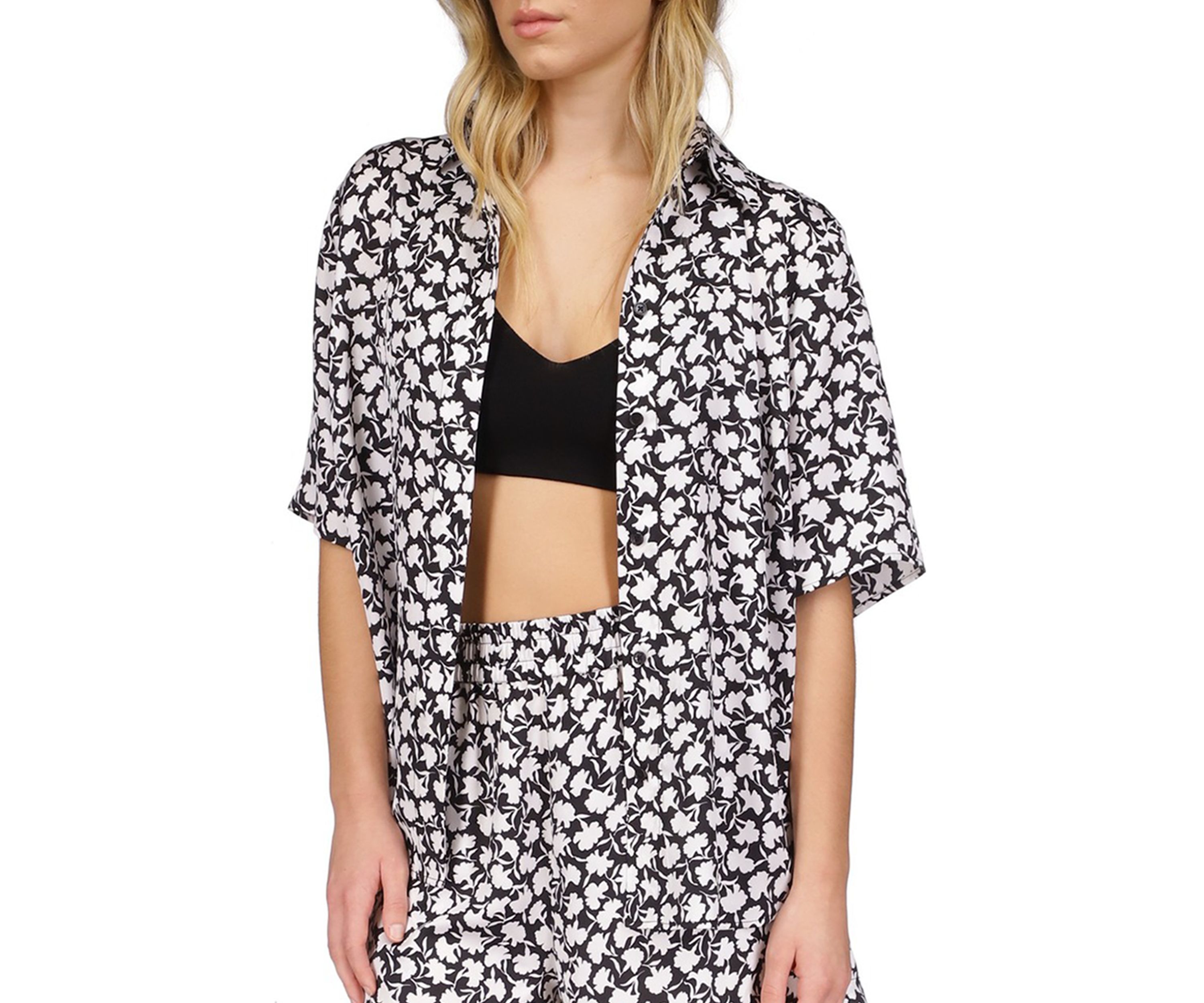 Womens Short Sleeve Button Front Shirt