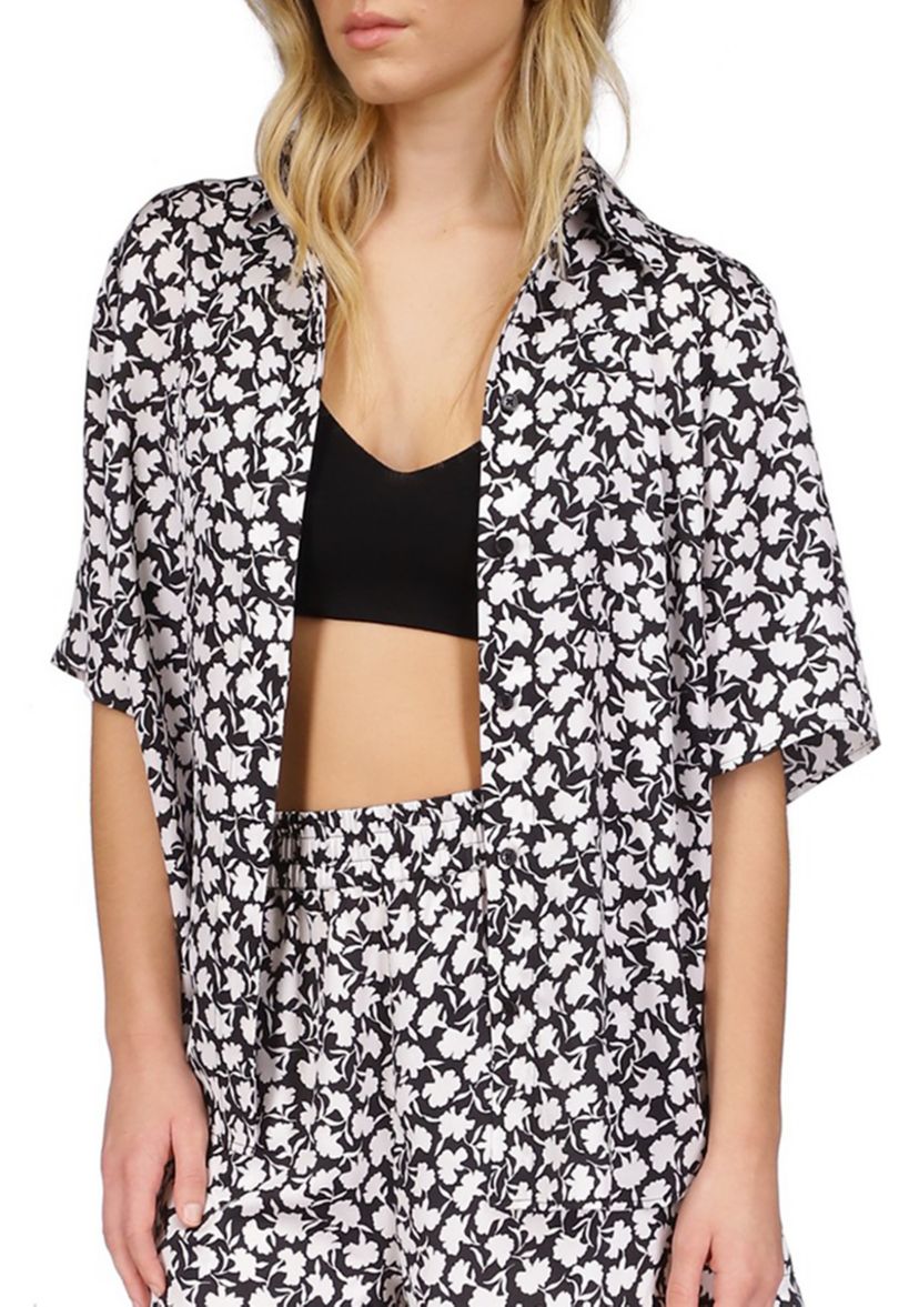 Womens Short Sleeve Button Front Shirt