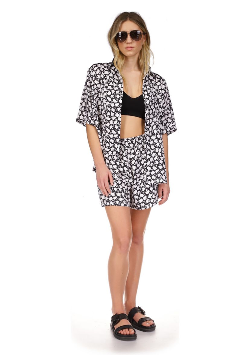 Womens Short Sleeve Button Front Shirt