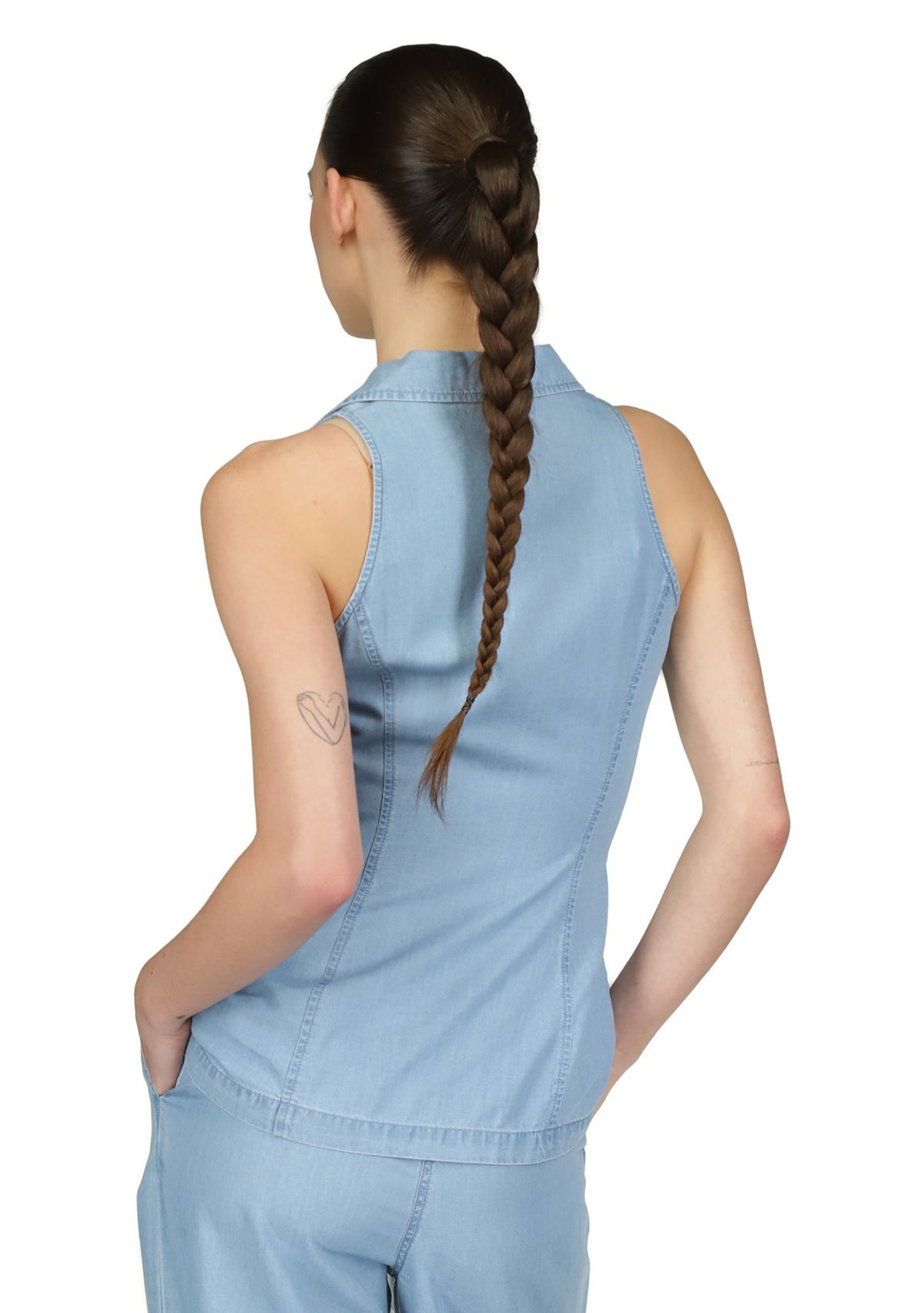 Womens Tencel Collared Top