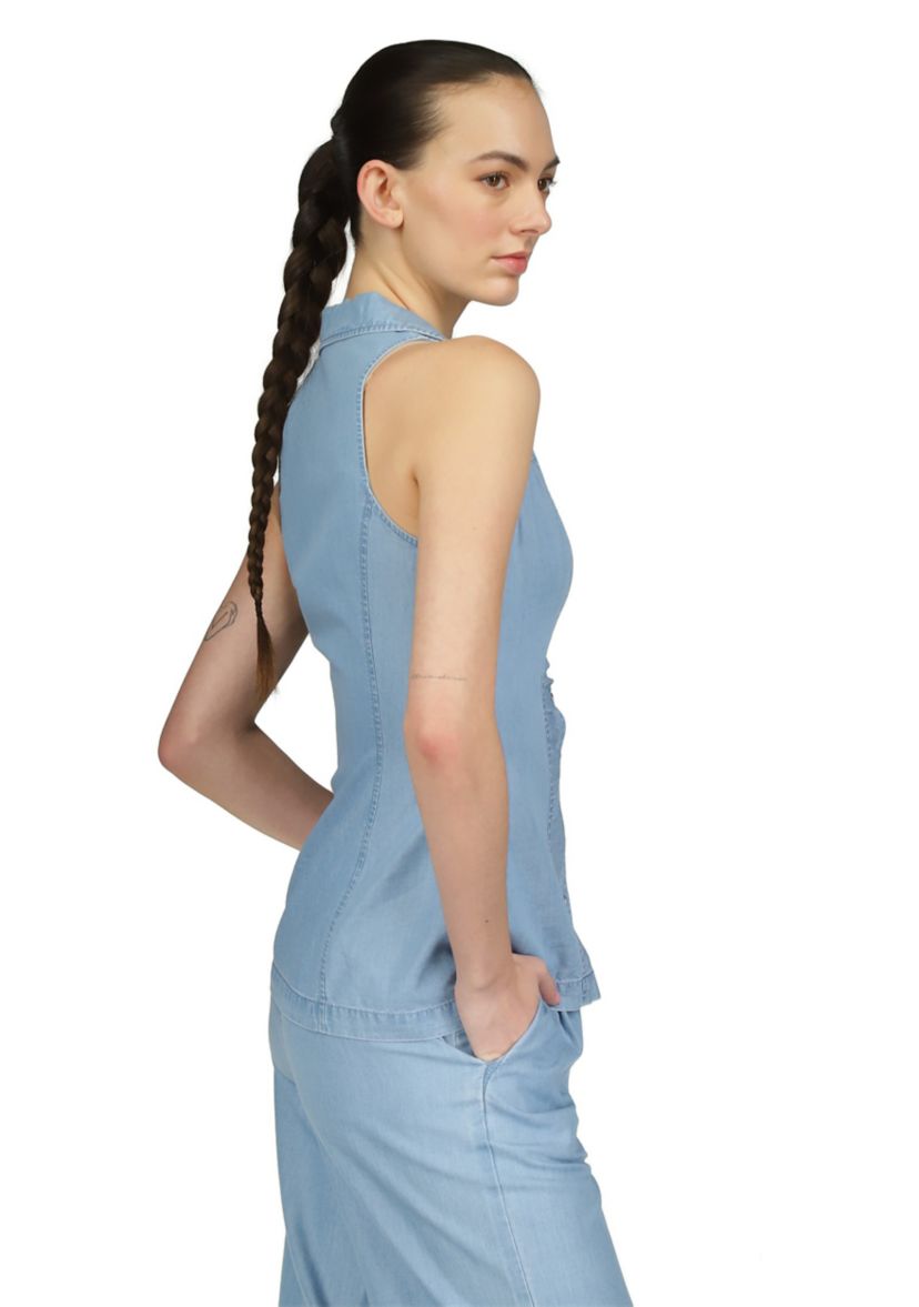 Womens Tencel Collared Top