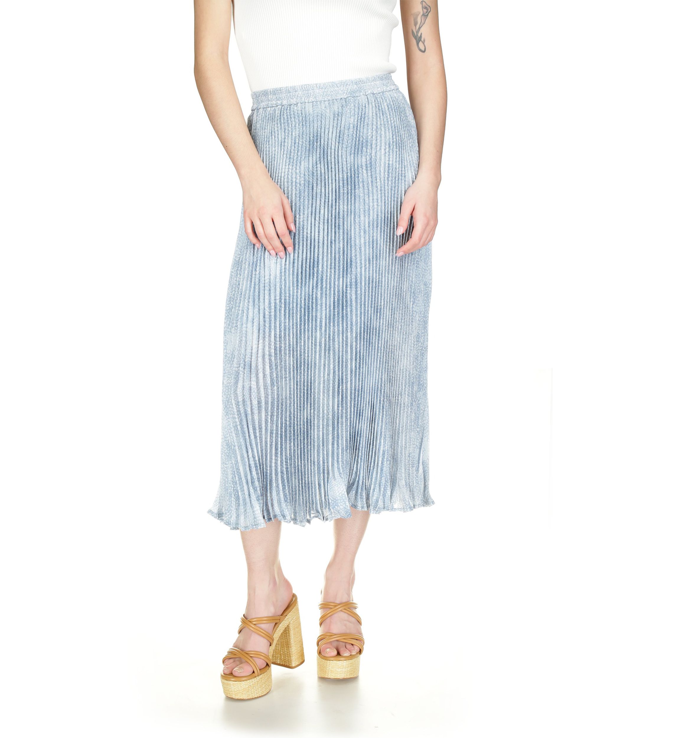 Womens Petal Pleat Midi Skirt