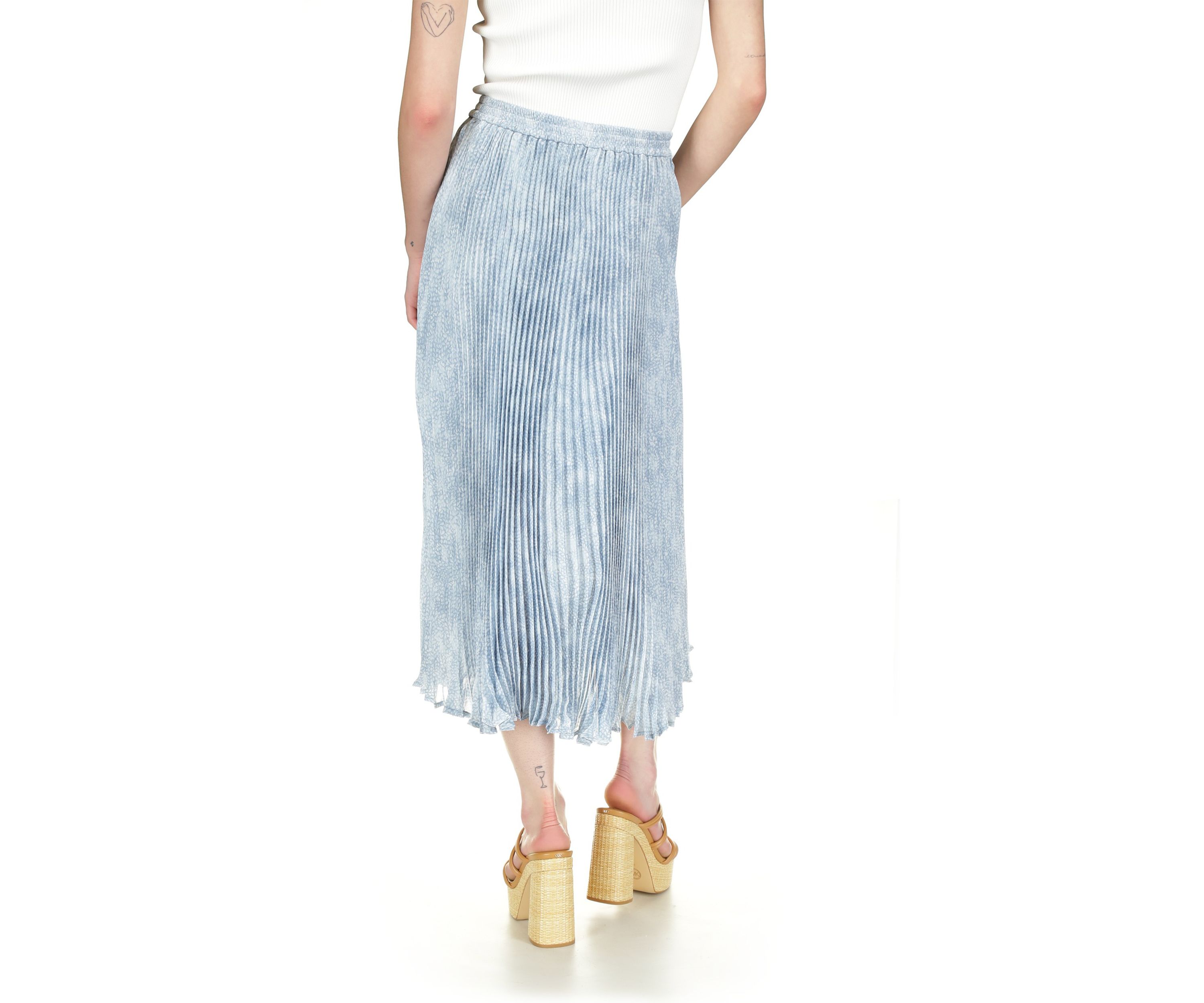 Womens Petal Pleat Midi Skirt