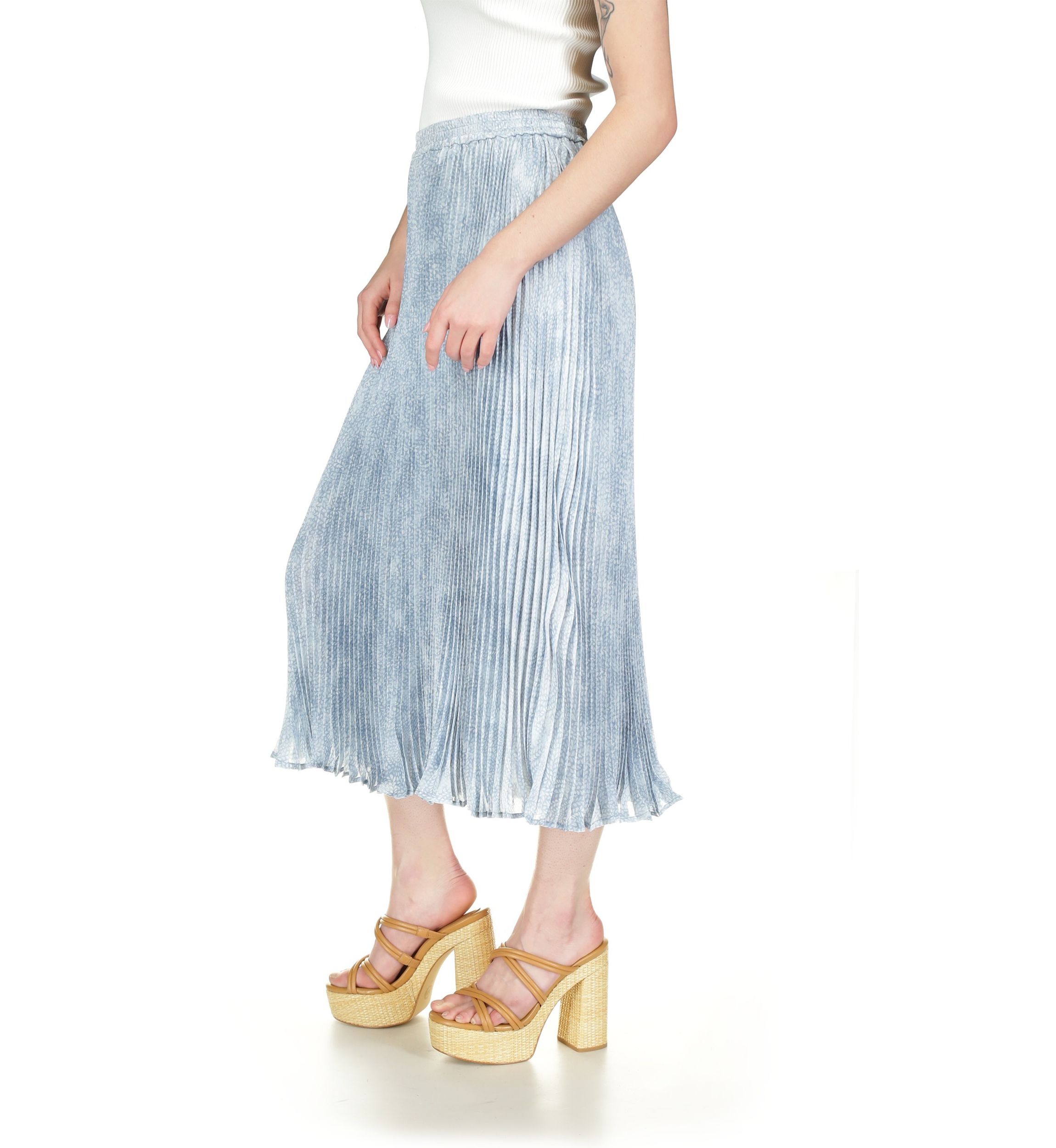 Womens Petal Pleat Midi Skirt