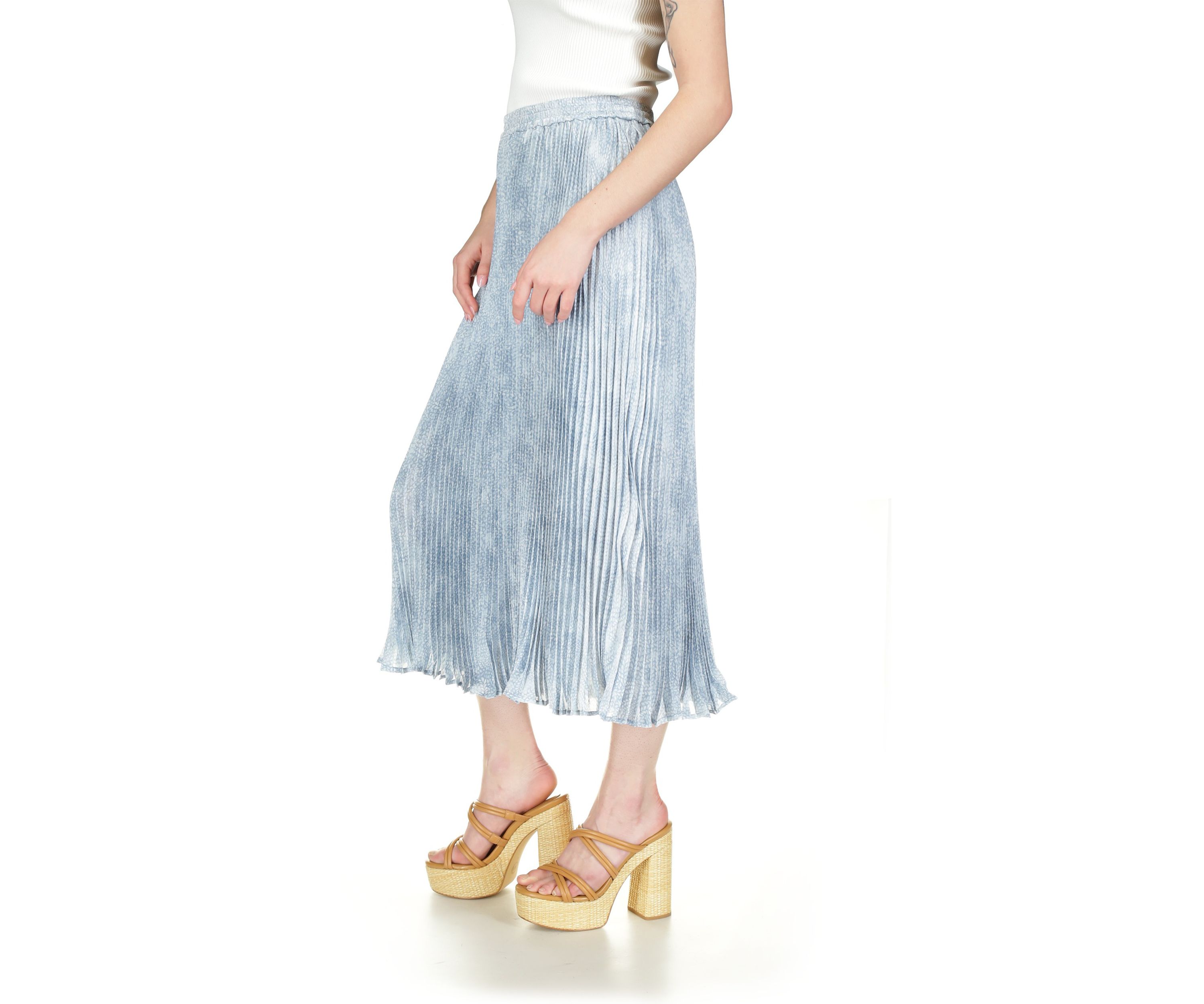 Womens Petal Pleat Midi Skirt