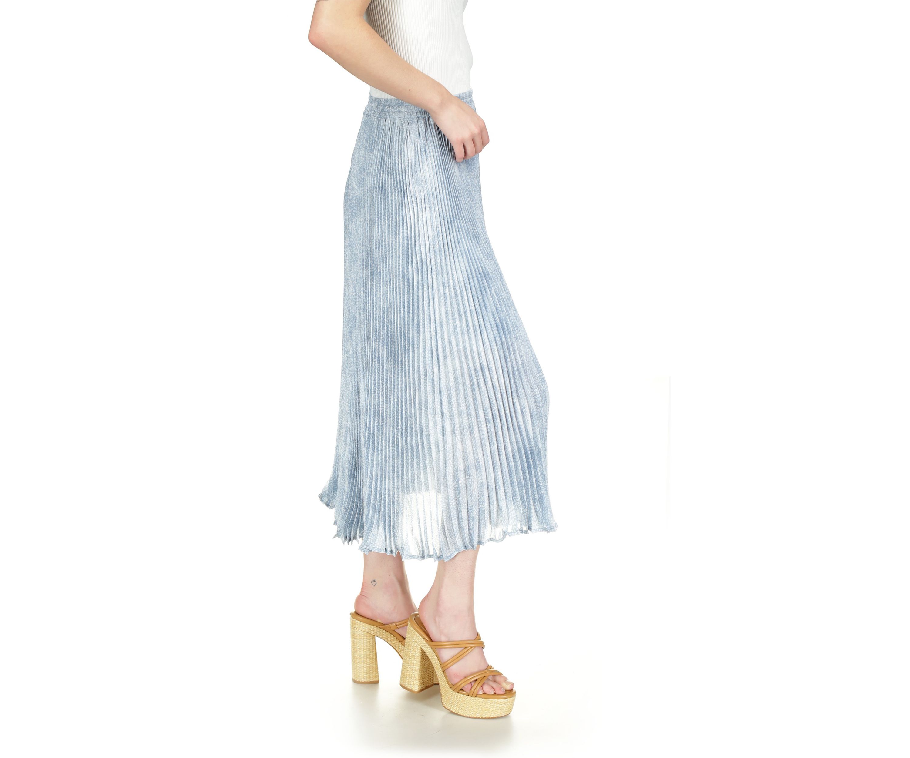 Womens Petal Pleat Midi Skirt