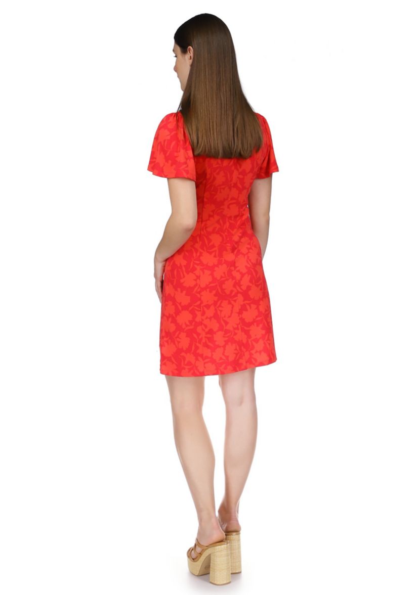 Womens V-Neck Flutter Sleeve Dress