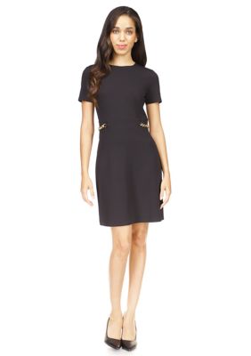 MICHAEL Michael Kors Women's Scuba Hardware Mini Dress, Black, Large -  0196237683656