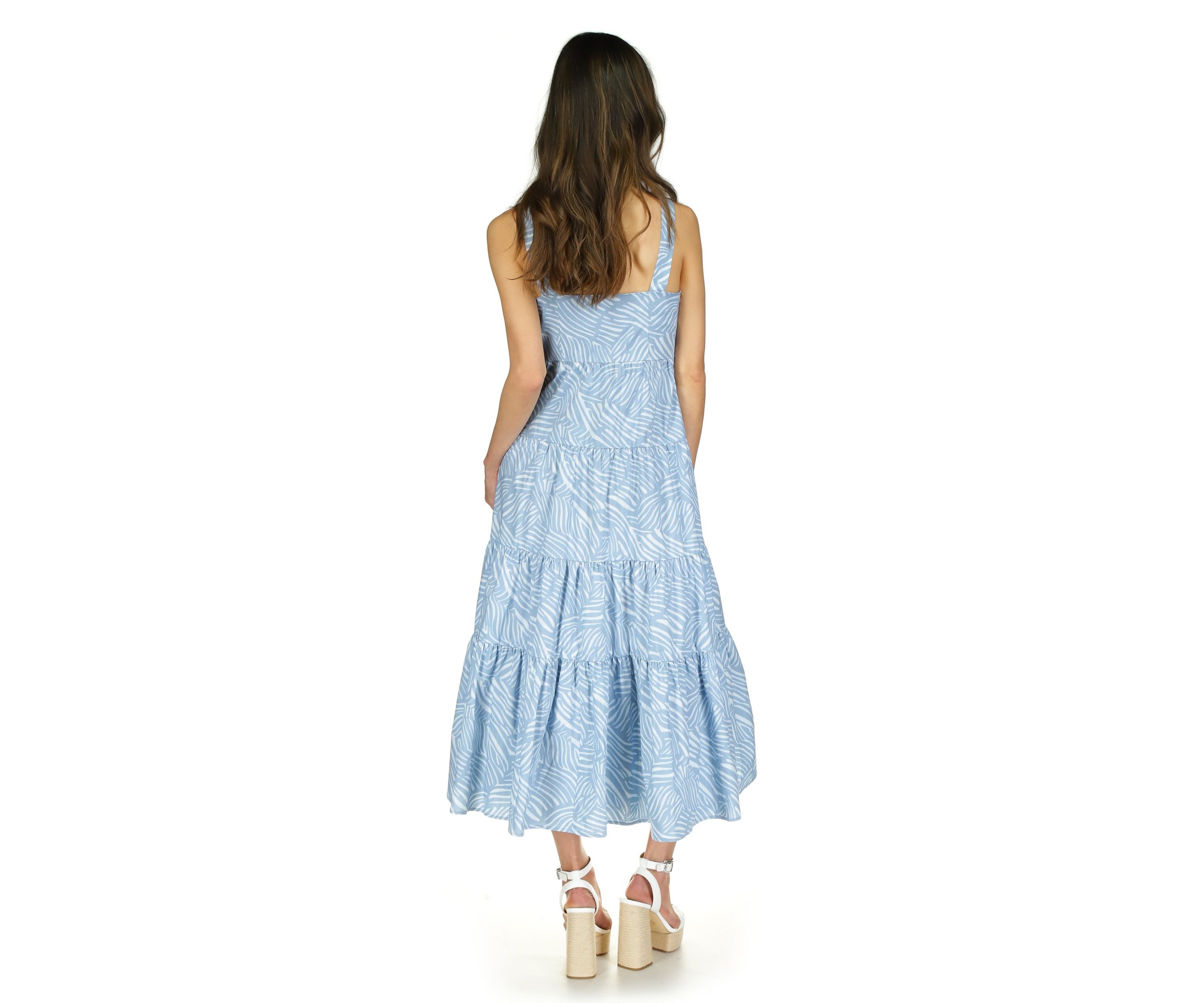 Womens Zebra Tiered Midi Dress
