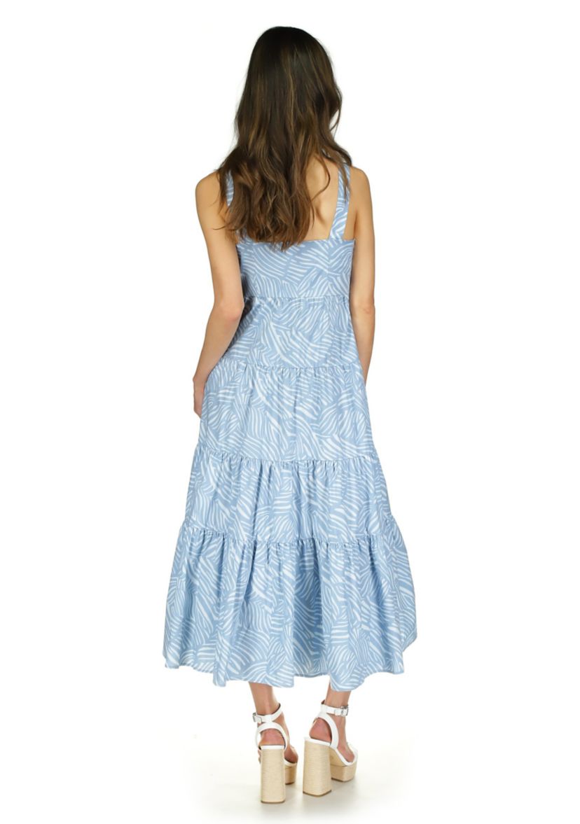 Womens Zebra Tiered Midi Dress